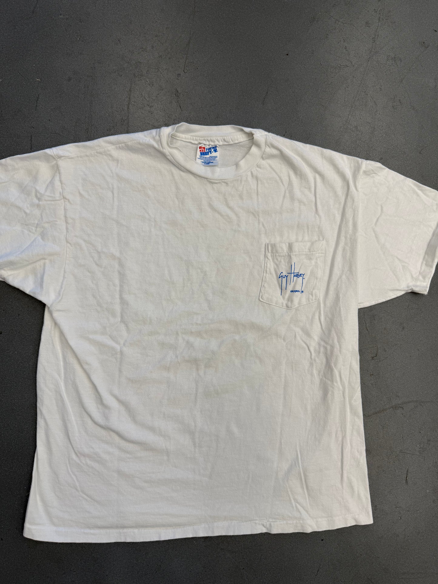 90S GUY HARVEY SHARK POCKET TEE (HANES BEEFY-T TAG)