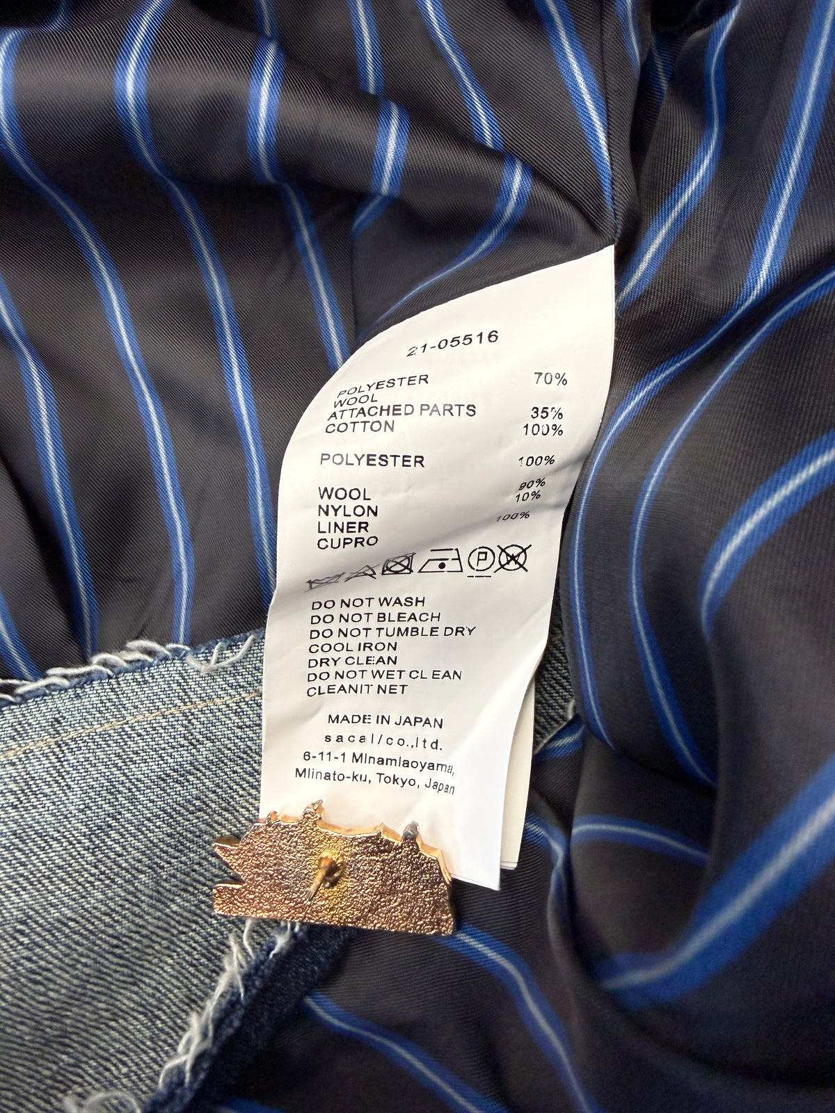 SACAI DENIM BLAZER CROSSOVER