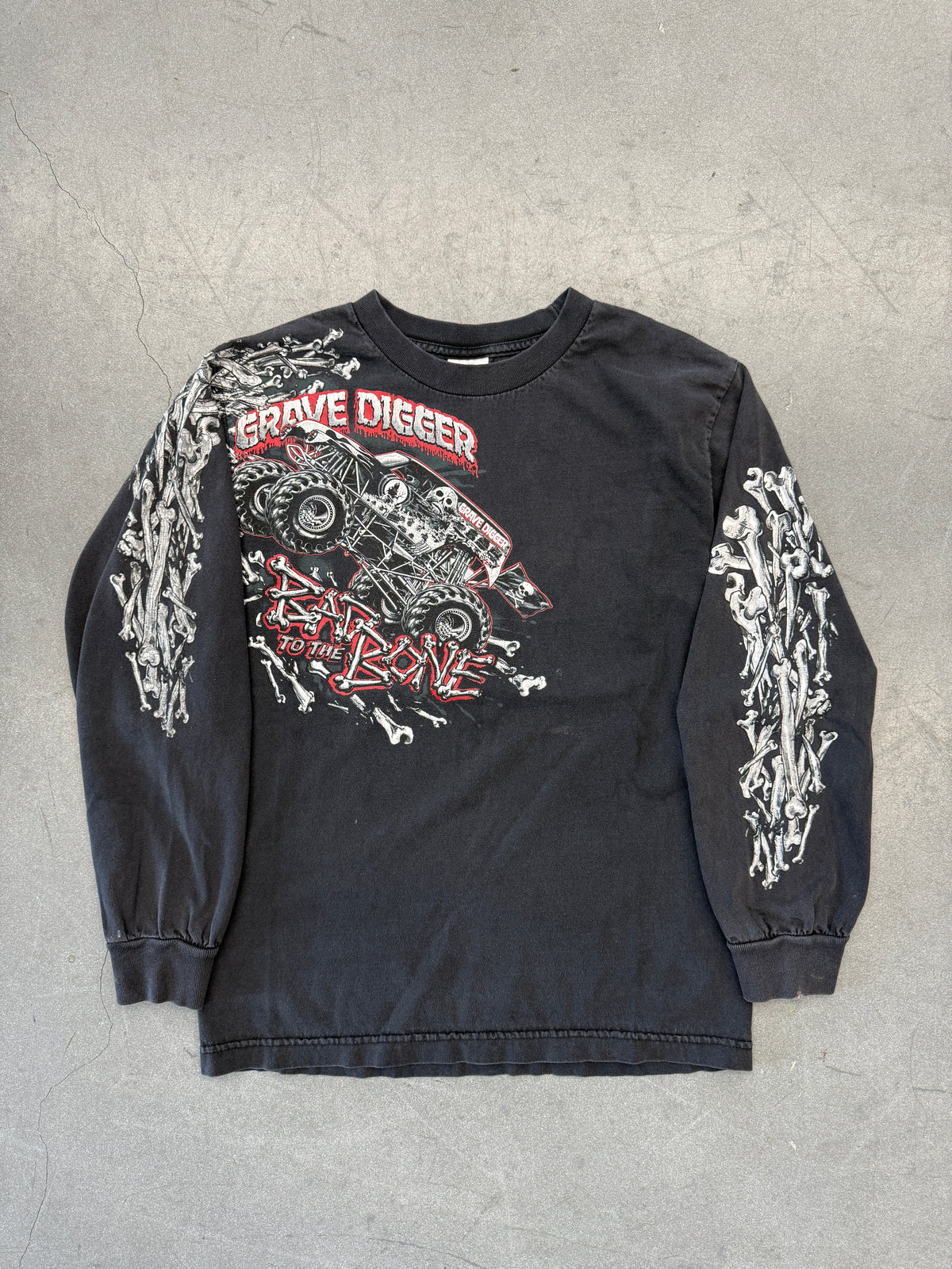 Y2K GRAVE DIGGER BAD TO THE BONE LS TEE (TRIPLE A TAG)
