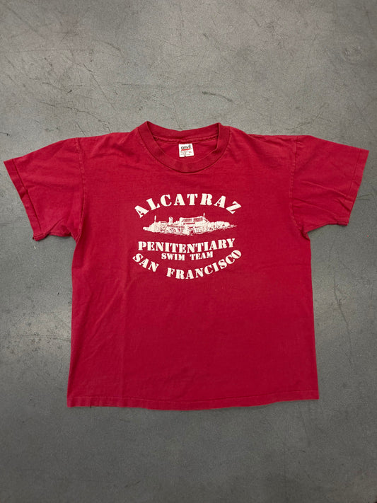 90S ALCATRAZ PENITENTIARY SWIM TEAM TEE (ANVIL TAG)