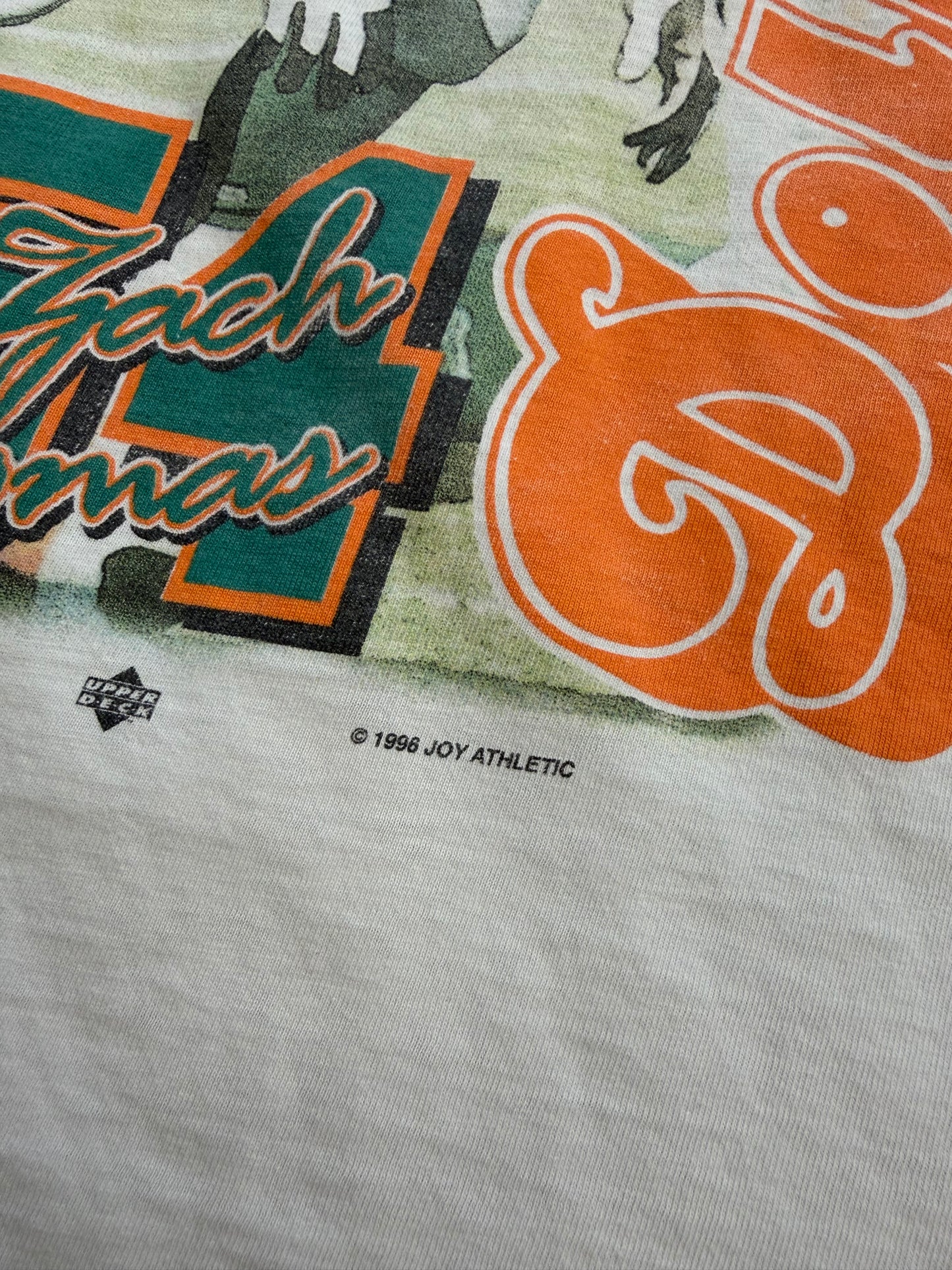 1996 MIAMI DOLPHINS ZACH THOMAS JOY ATHLETIC TEE (PULLED TAG)