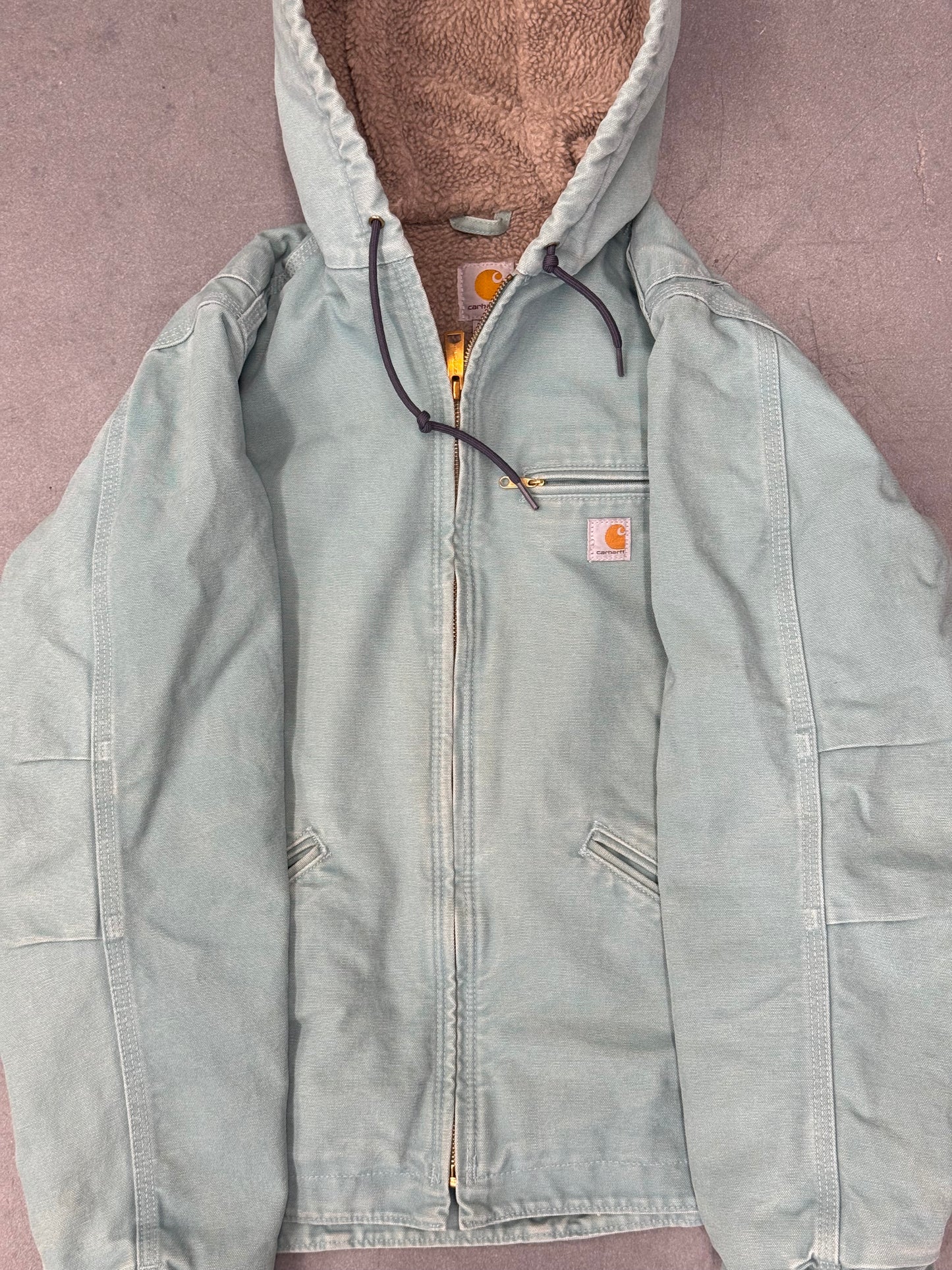 2000'S YOUTH CARHARTT FLEECE-LINED HOODED CANVAS WORK JACKET (WJ141454)
