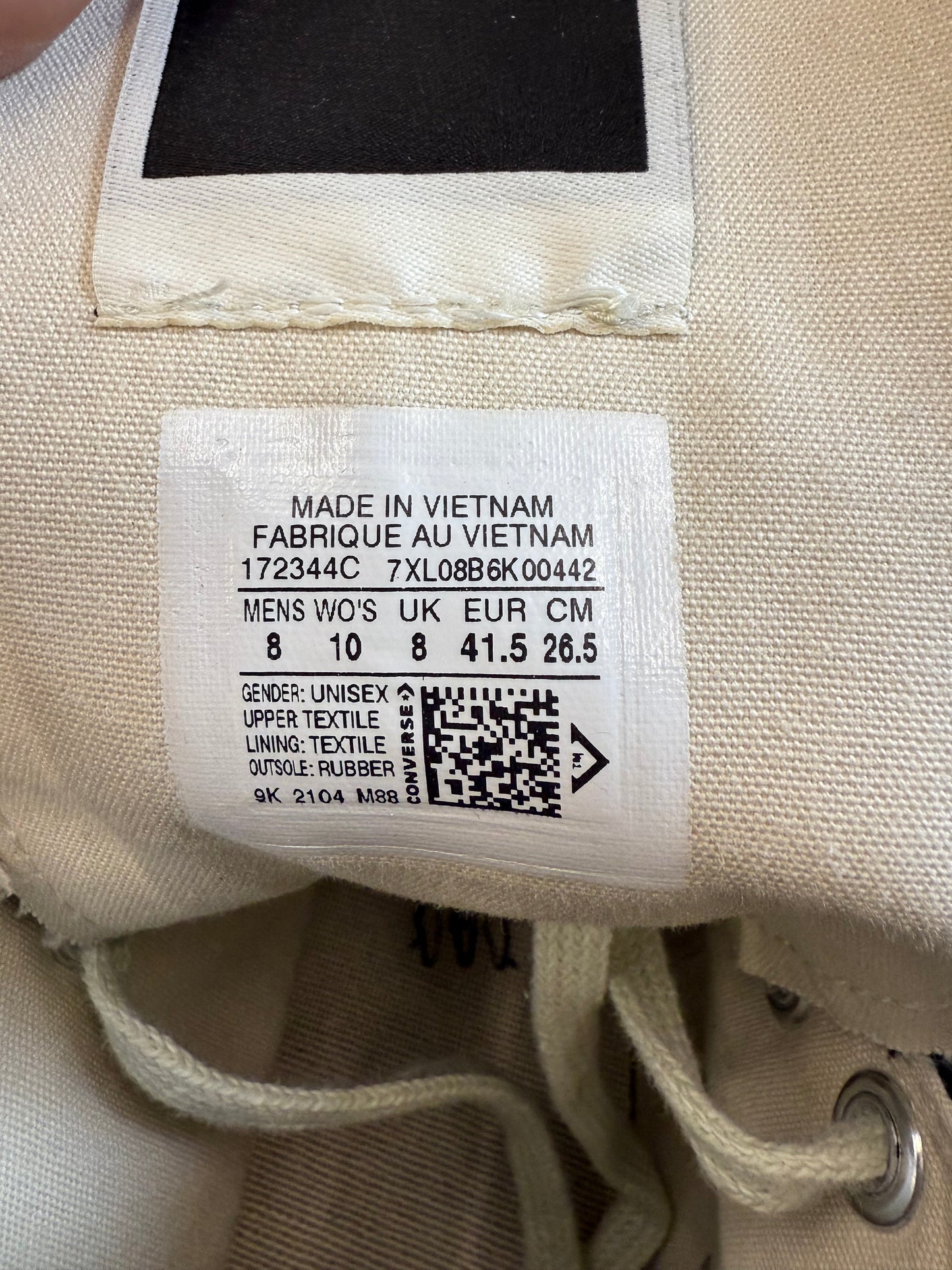 2022 SIZE 8 CONVERSE DRKSTAR HI RICK OWENS DRKSHDW HI BLACK EGRET (WITH BOX)