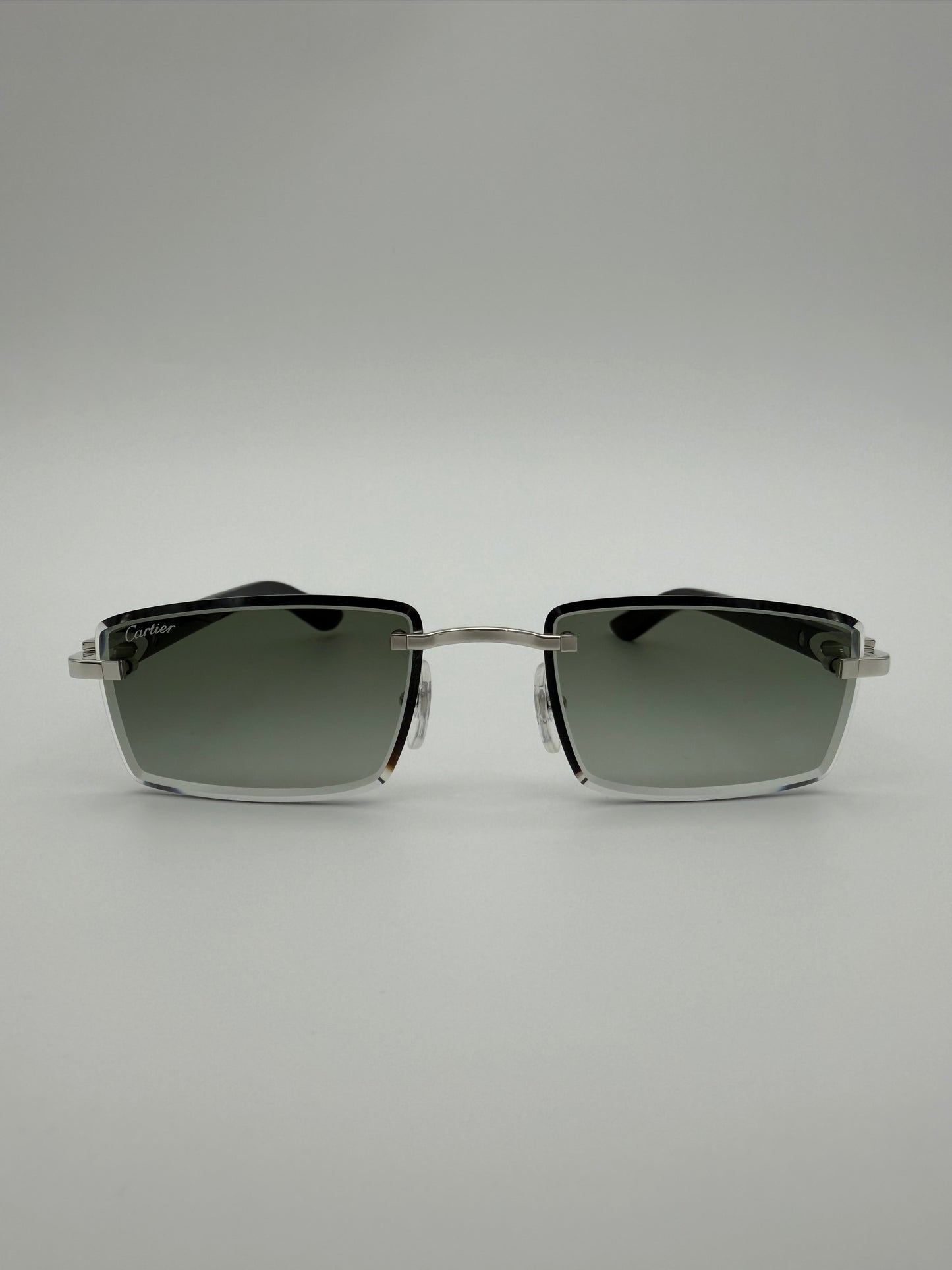 CARTIER CT0582S 005 PRECIOUS WOOD COLLECTION RIMLESS SUNGLASSES - GREEN POPLAR