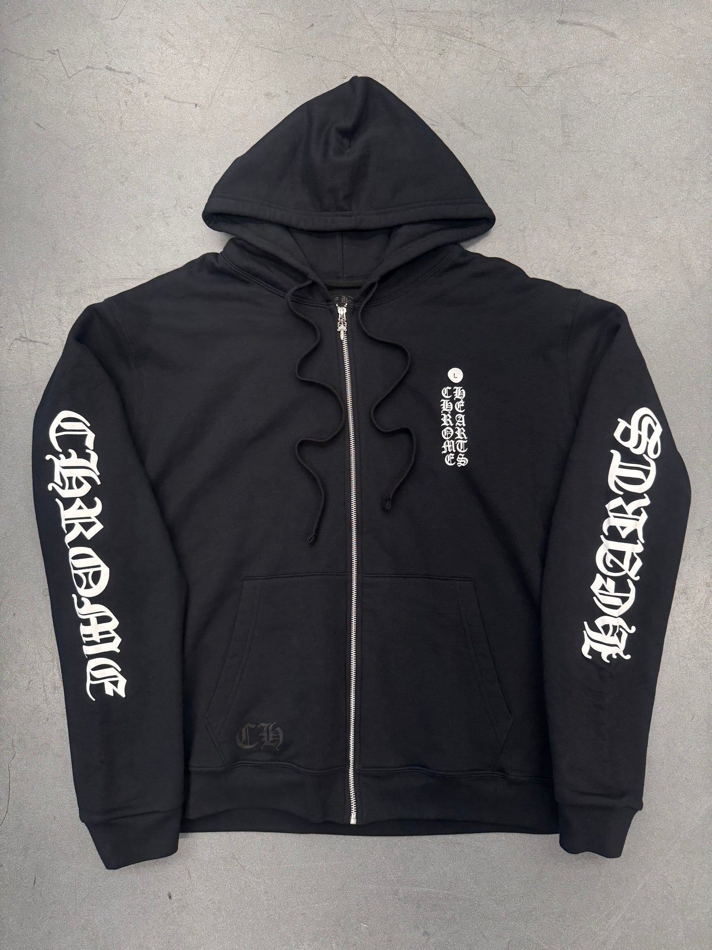 CHROME HEARTS VERTICAL LOGO THERMAL LINED ZIP-UP HOODIE