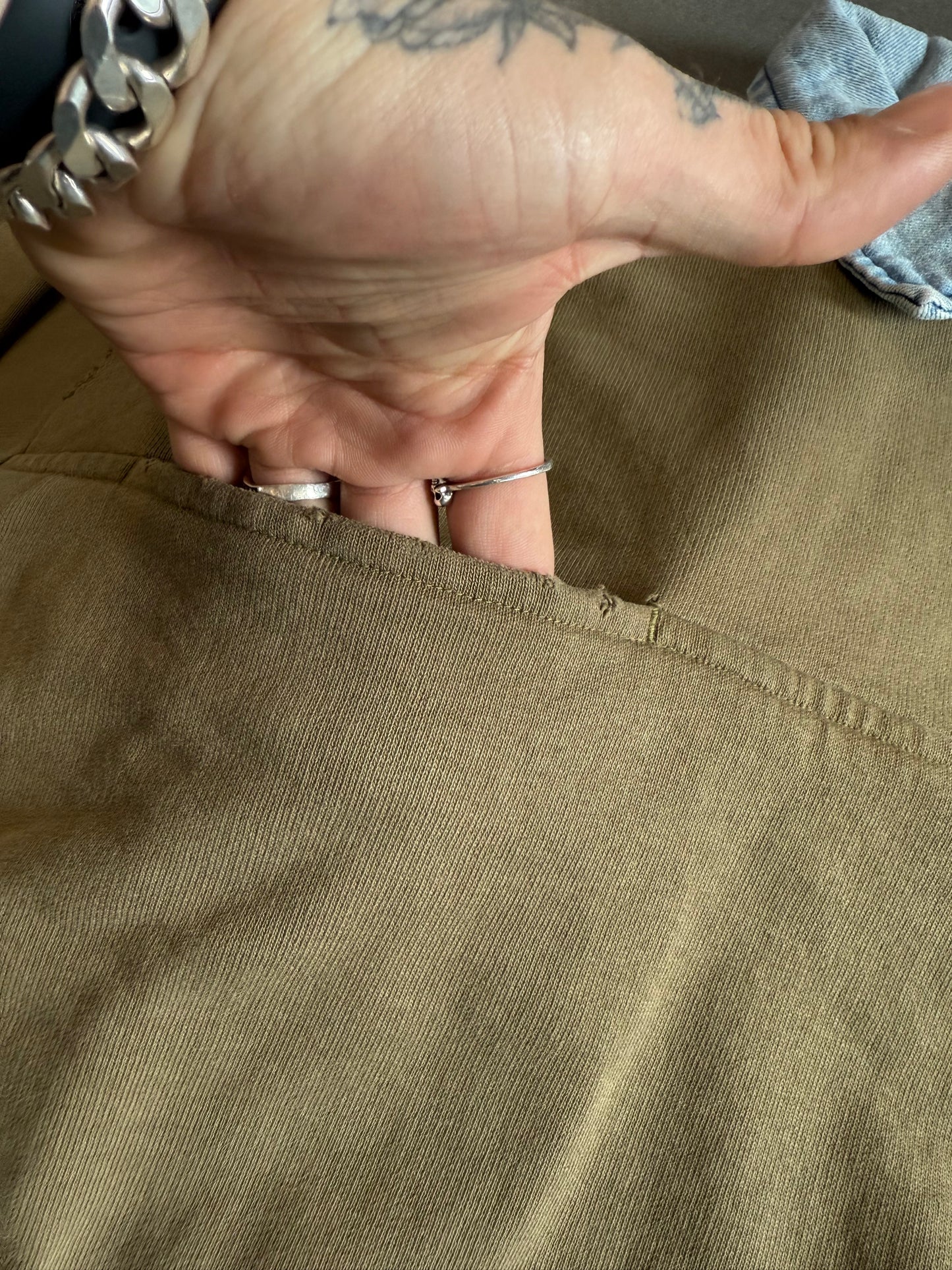 FW22 CACTUS PLANT FLEA MARKET THE GREEN FLASH DENIM COLLARED HALF-ZIP SWEATER