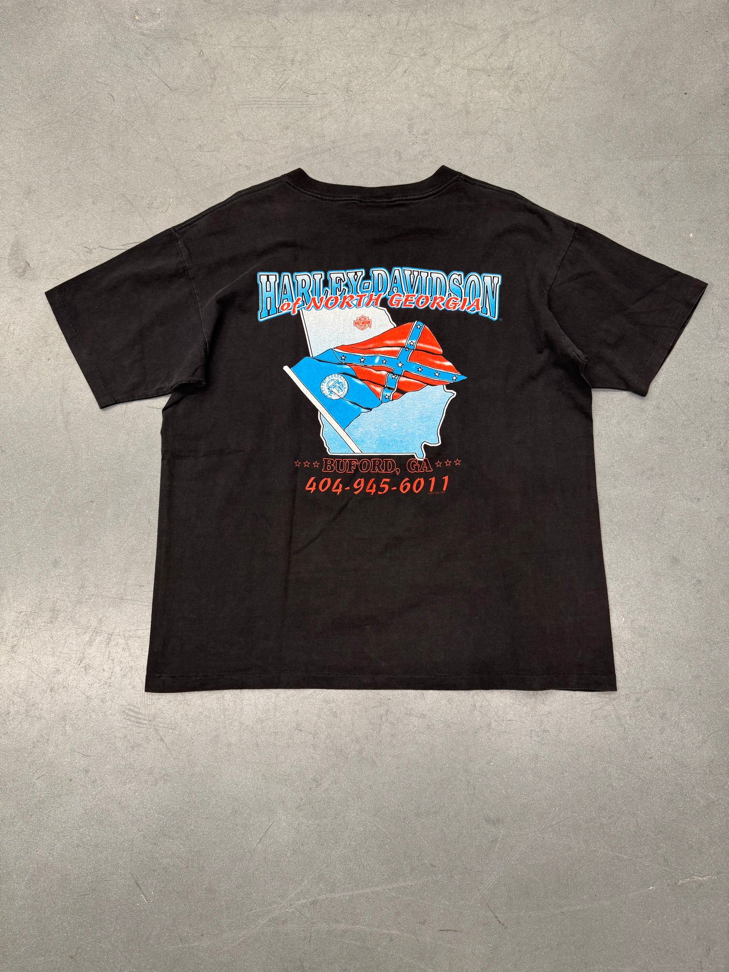 1994 HARLEY-DAVIDSON CHROME & STEEL BUFORD, GEORGIA TEE (HARLEY DAVIDSON TAG)
