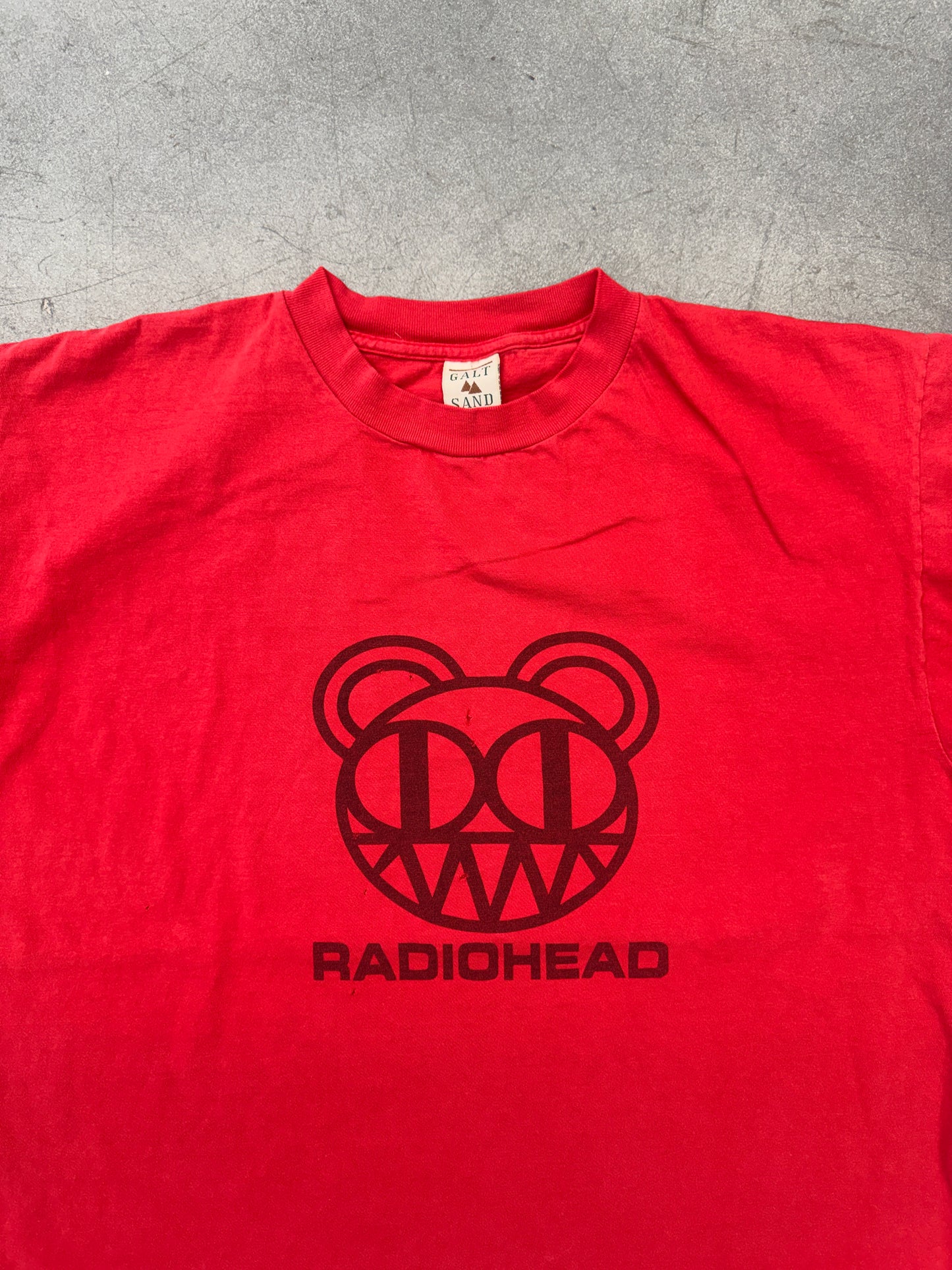 90S RADIOHEAD KID A MODIFIED BEAR TEE (GALT SAND TAG)