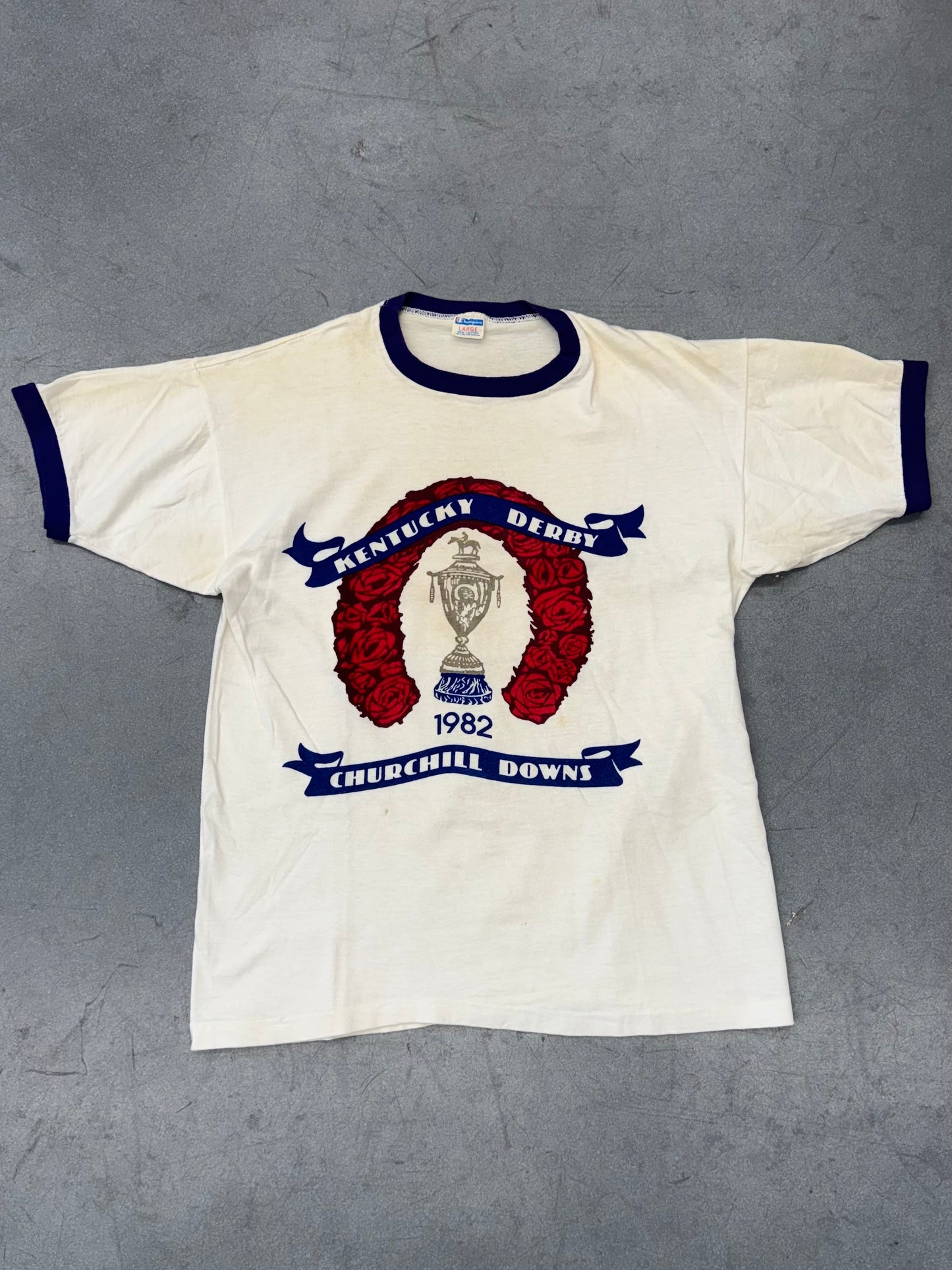 1982 KENTUCKY DERBY CHURCHILL DOWNS RINGER TEE (CHAMPION TAG)