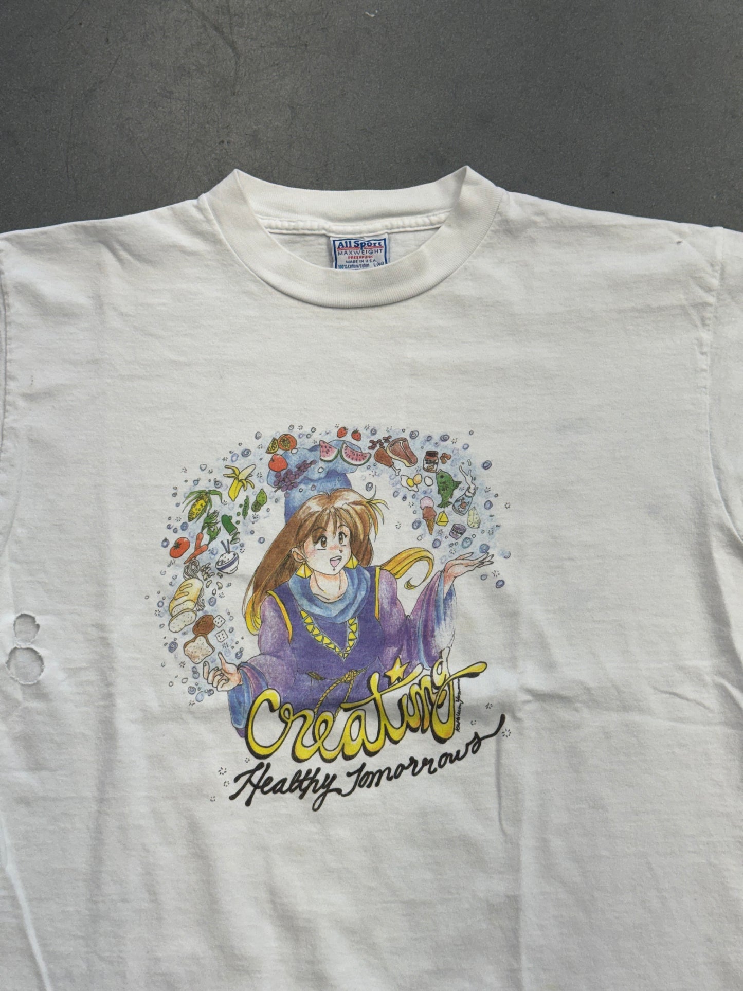 90S ANIME-STYLE "CREATING HEALTHY TOMORROWS" FOODS TEE (ALL SPORT TAG)