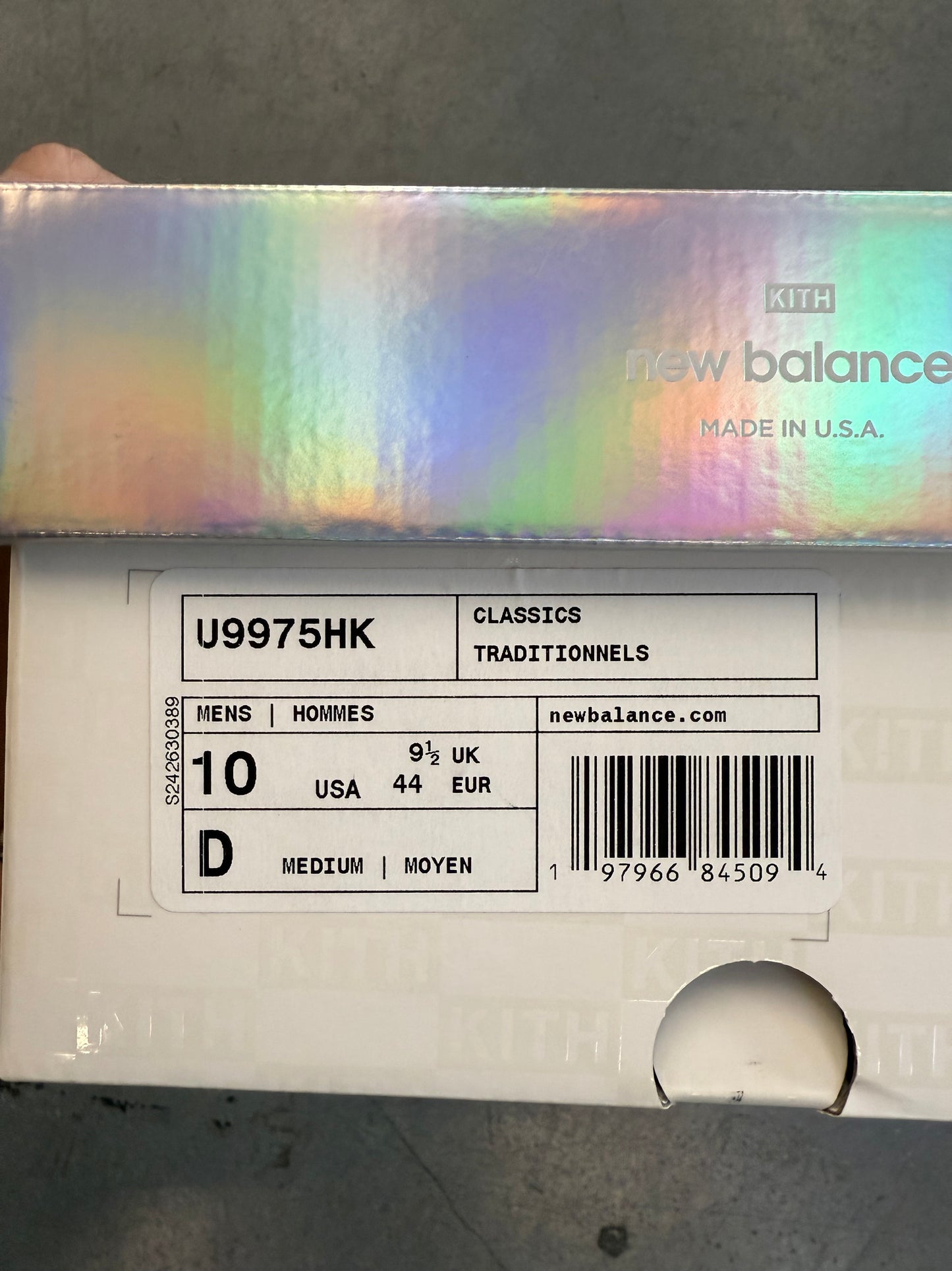 2025 SIZE 10 KITH NEW BALANCE 997.5 EASTER WHITE MARSHMALLOW (NEW WITH BOX)