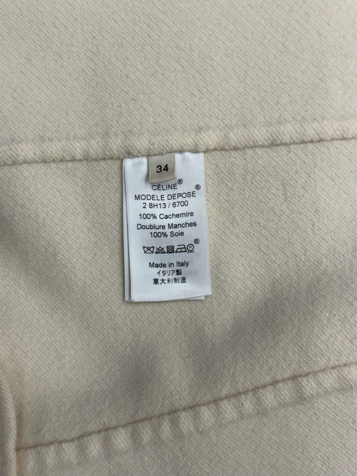 FW15 CELINE BY PHOEBE PHILO IVORY 100% CASHMERE EGG CROMBIE COAT
