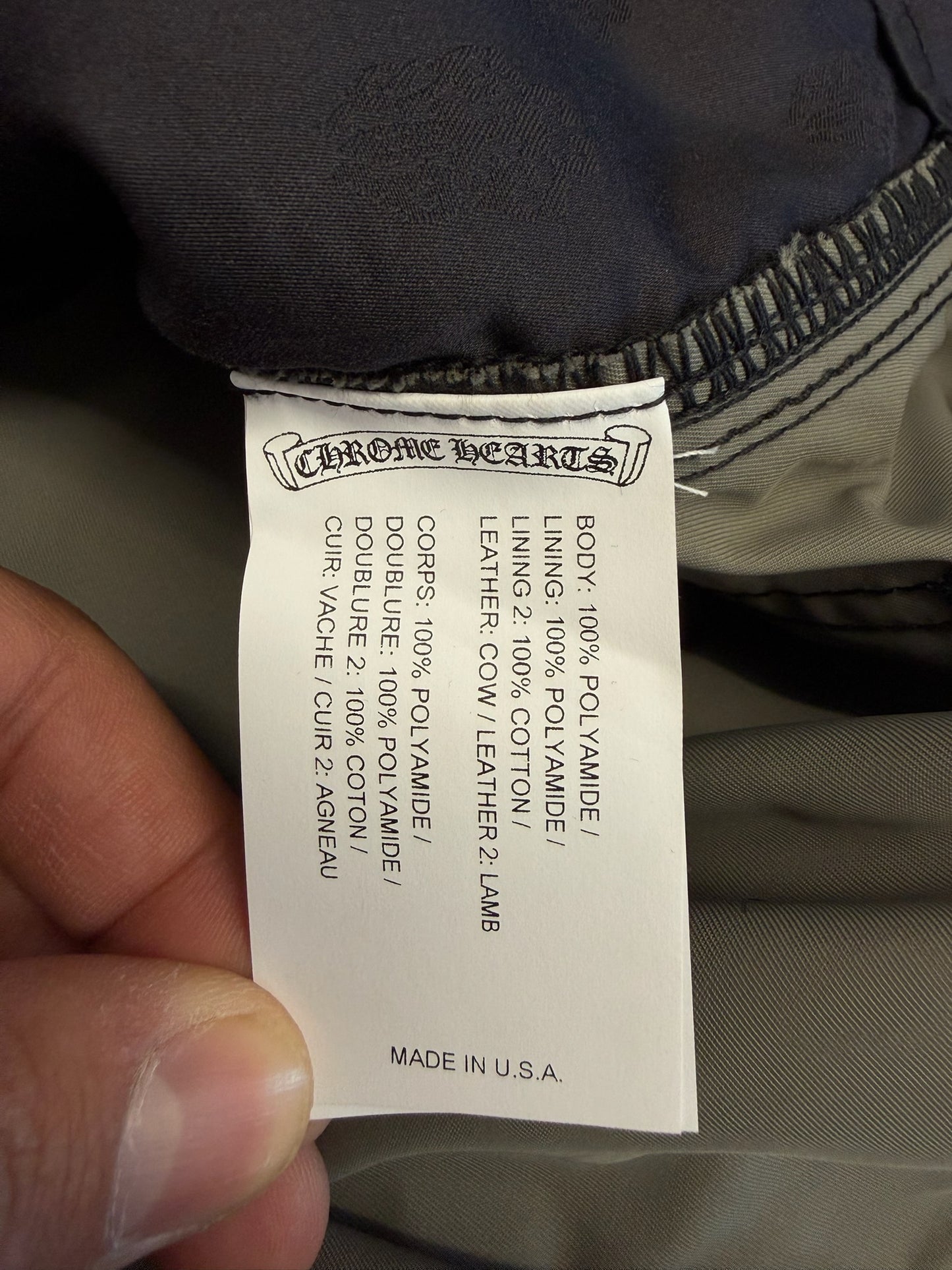 CHROME HEARTS NYLON LEATHER DOUBLE KNEE WIDE CARPENTER PANT - BLACK