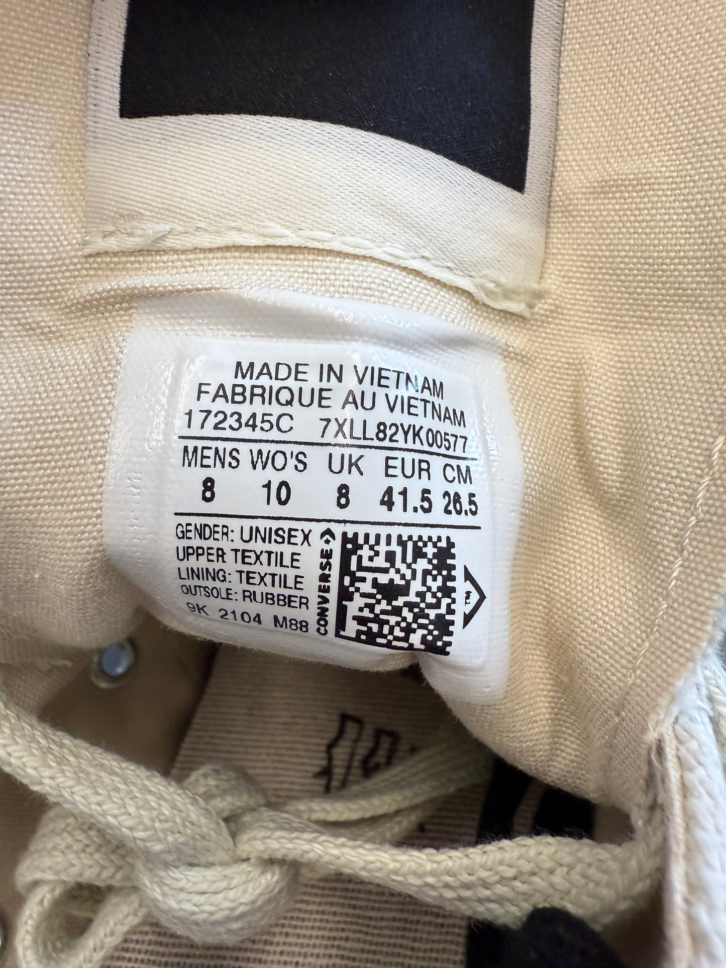 2021 SIZE 8 CONVERSE TURBODRK CHUCK TAYLOR ALL STAR 70 OX RICK OWENS DRKSHDW LOW WHITE (WITH BOX)