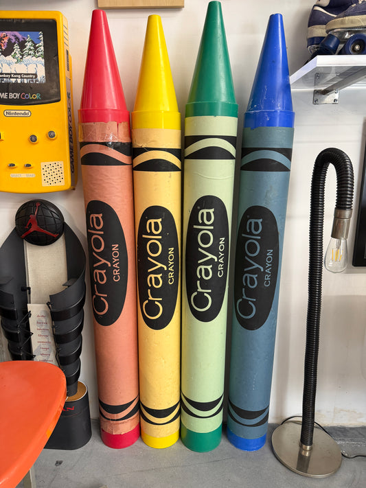 VINTAGE GIANT CRAYON SET OF 4 (RED, BLUE, YELLOW, GREEN)