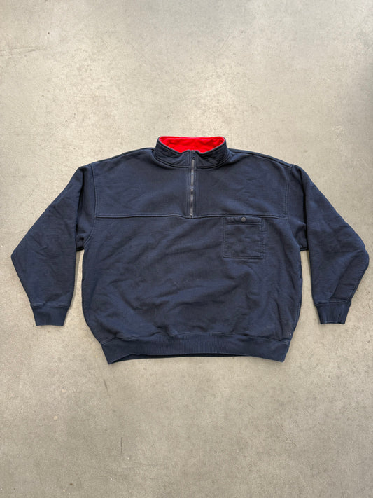 FW22 SUPREME WASHED HALF ZIP PULLOVER NAVY RED