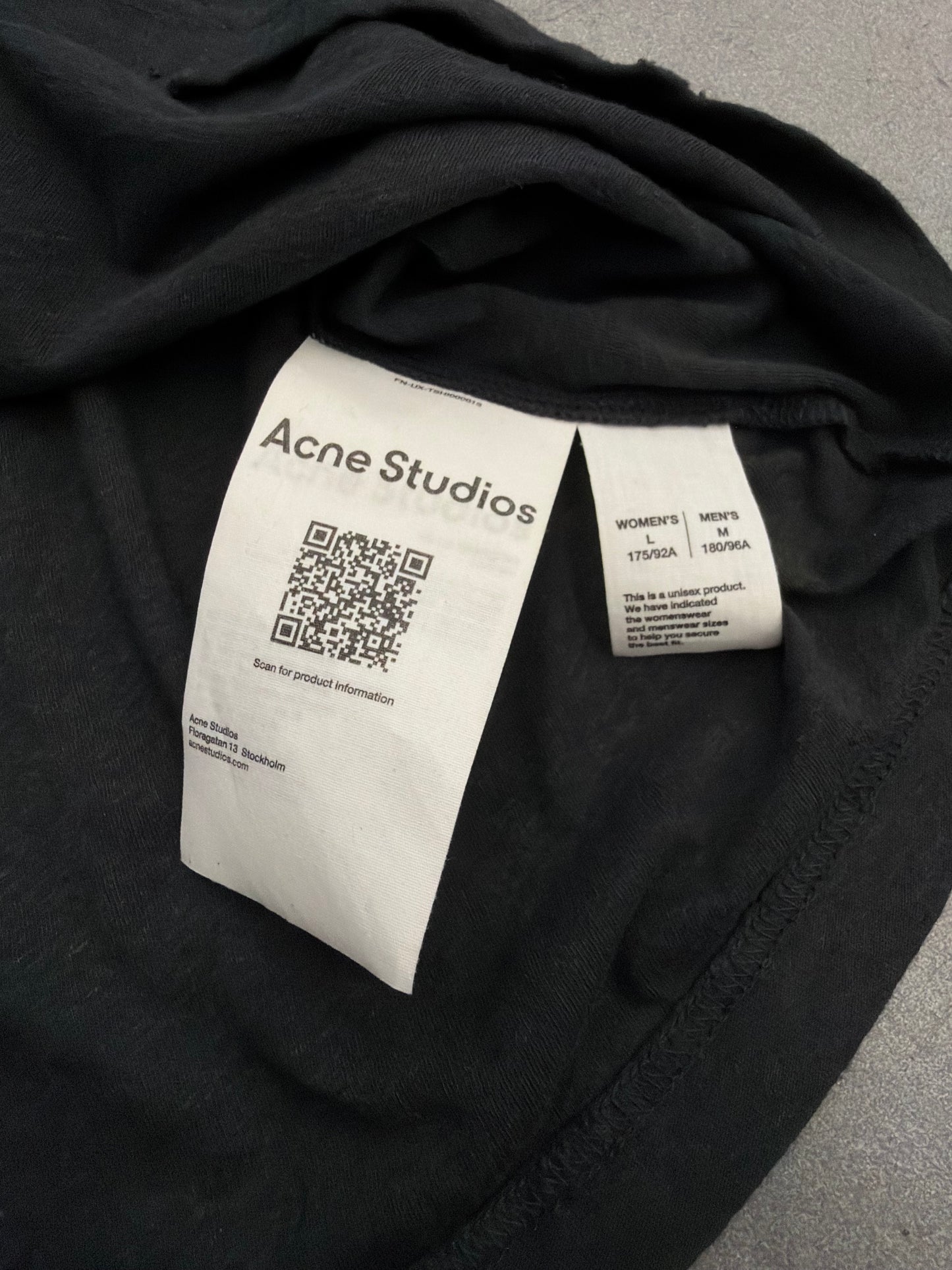 ACNE STUDIOS STOCKHOLM 1996 FADED BLACK TEE