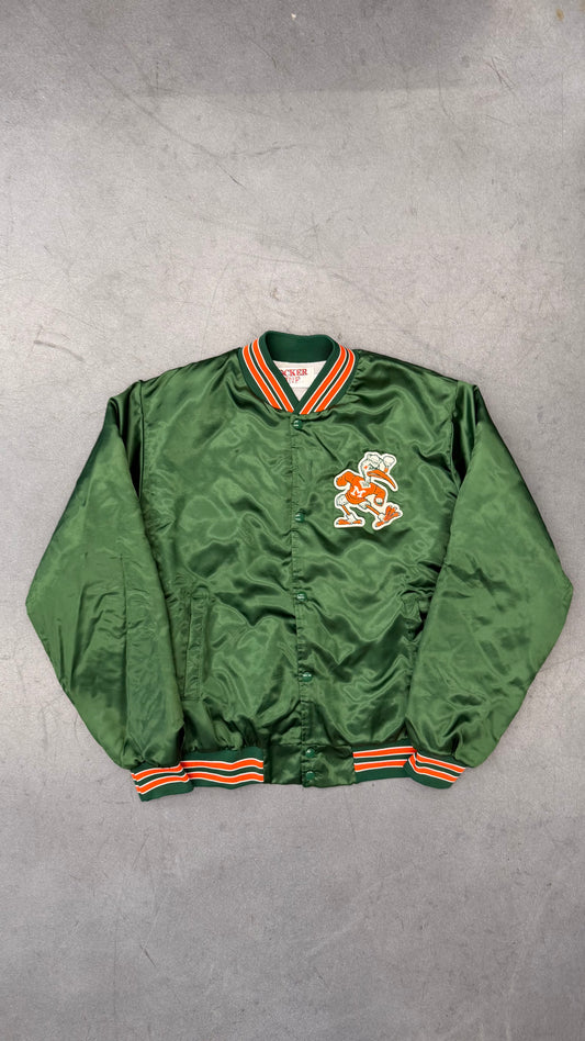 90S UNIVERSITY OF MIAMI HURRICANES SATIN JACKET (LOCKER LINE TAG)
