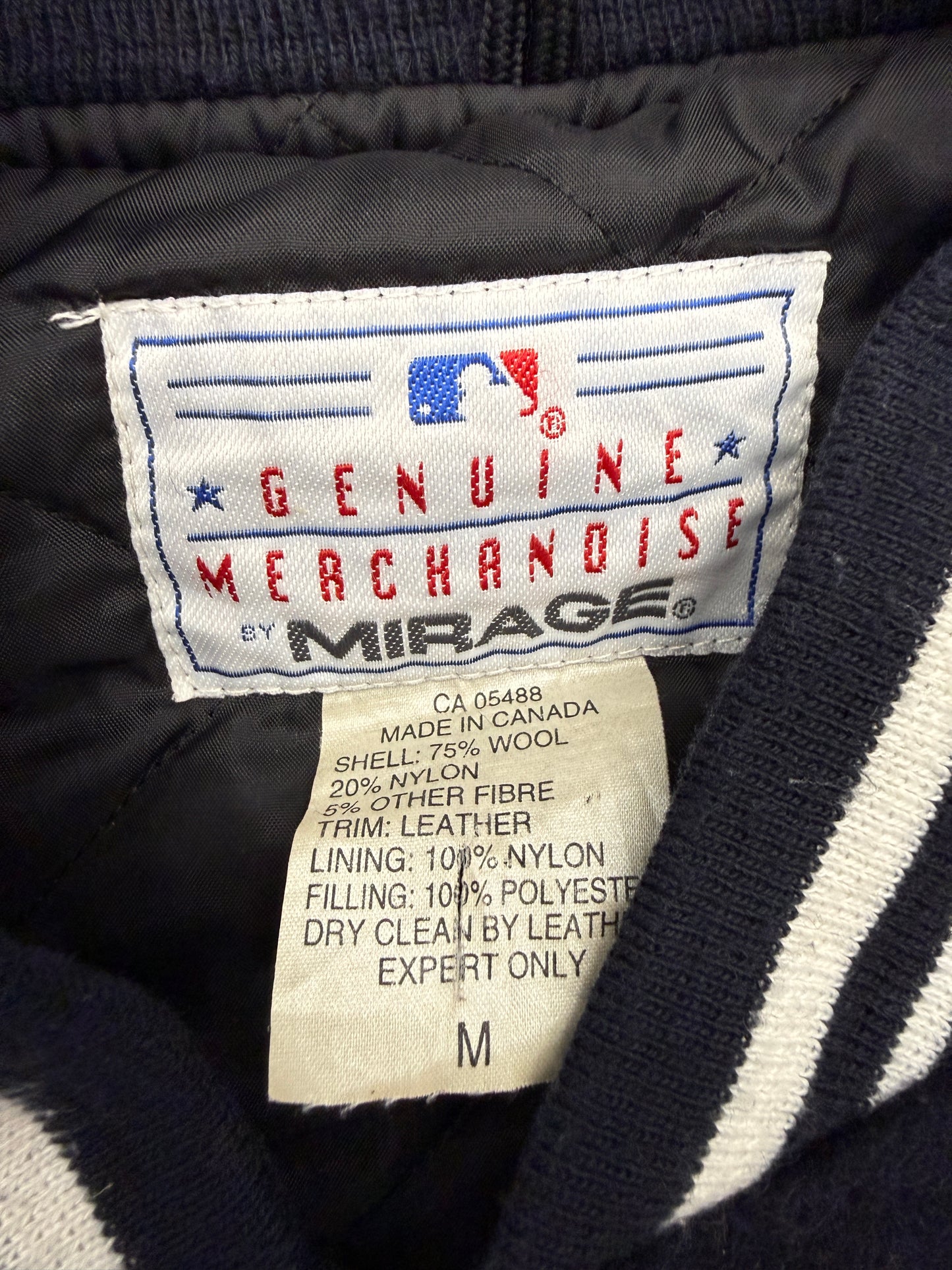 1996 MLB WORLD SERIES CHAMPIONS NEW YORK YANKEES WOOL & LEATHER VARSITY JACKET (MIRAGE TAG)