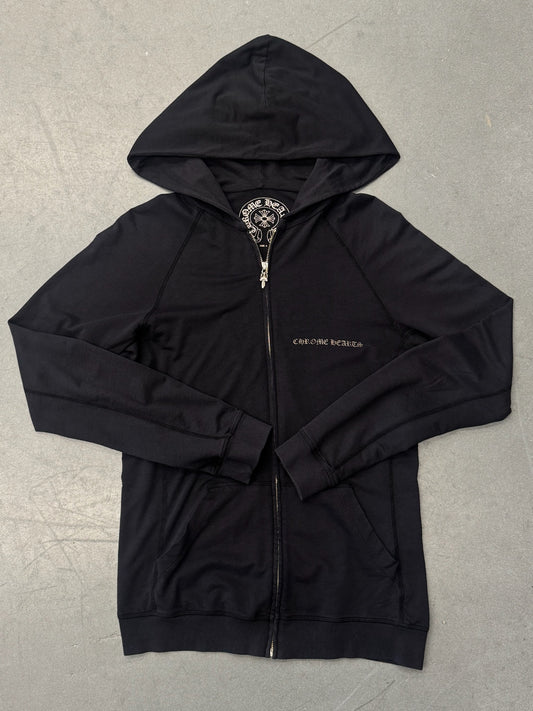 VINTAGE CHROME HEARTS CH PLUS CROSS LOGO ZIP UP HOODIE - BLACK