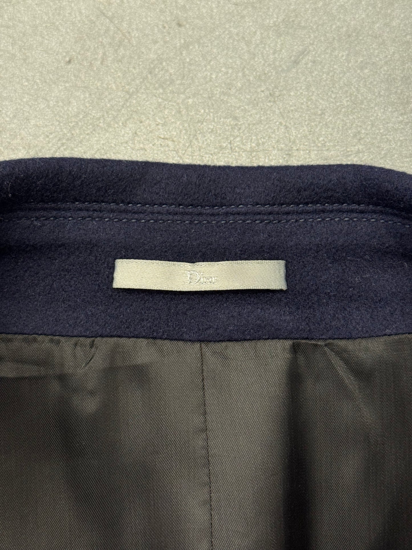 DIOR CASHMERE DOUBLE BREASTED PEACOAT - NAVY