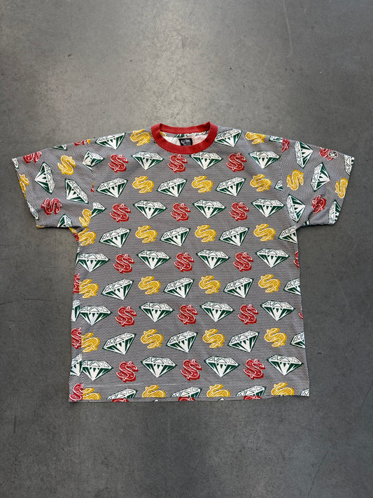 VINTAGE BILLIONAIRE BOYS CLUB BBC DIAMONDS & DOLLARS RED/GREEN/YELLOW TEE
