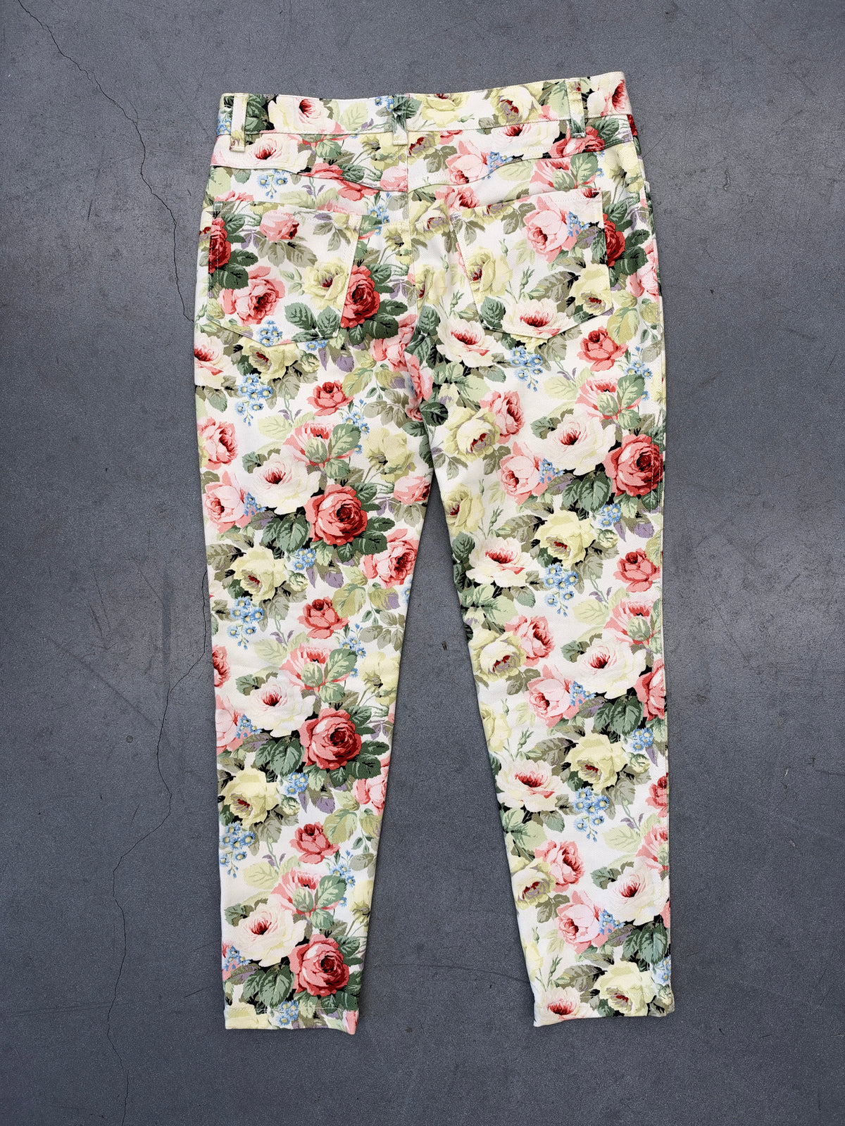 2013 MIU MIU FLORAL PRINT DENIM PANTS