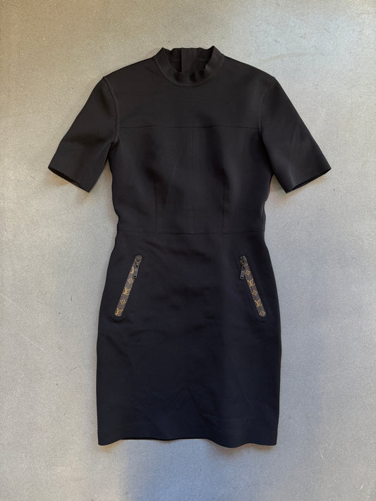 LOUIS VUITTON MONOGRAM PRINT ZIPPER ONE PIECE DRESS - SIZE 36 (PRE-OWNED WITH GARMENT PROTECTOR)
