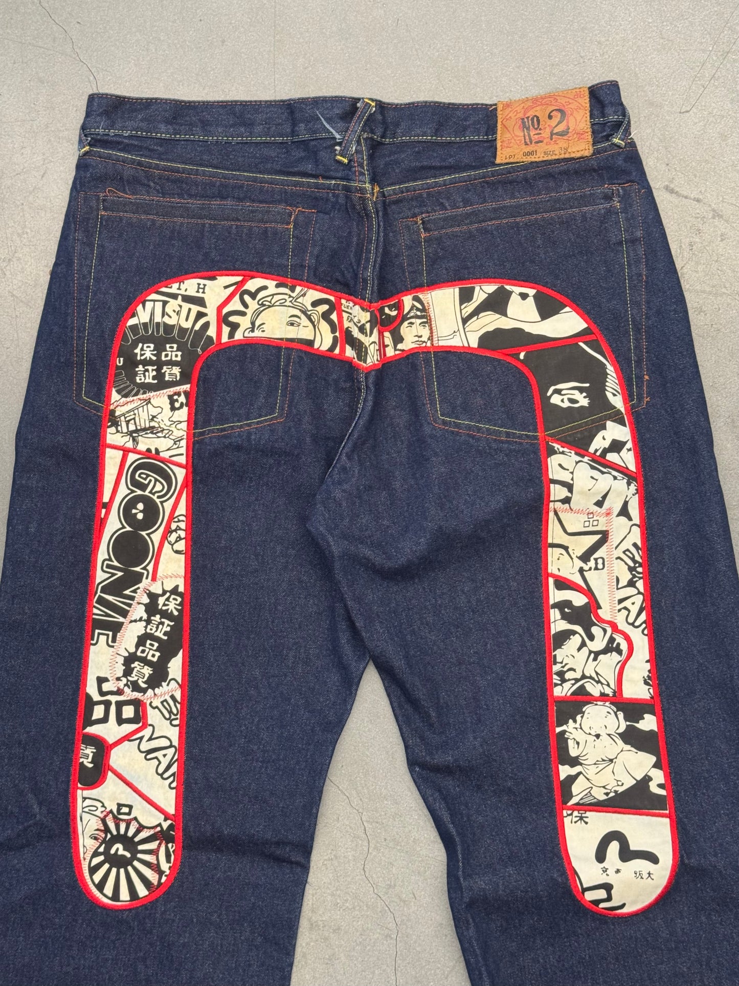 VINTAGE EVISU JEANS COMIC BOOK DIACOCK - SIZE 38