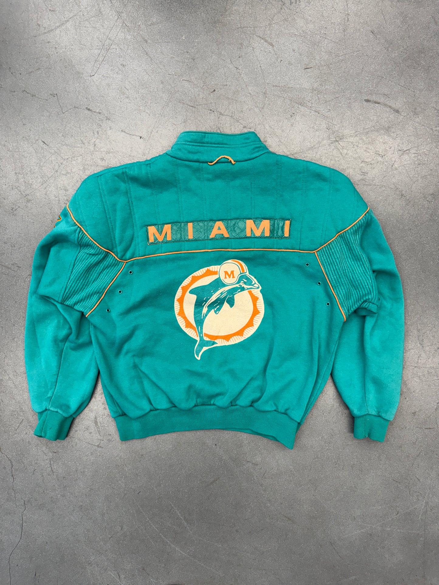 80'S/90'S MIAMI DOLPHINS NIKE QUARTER-ZIP SWEATER (RED/GREY NIKE TAG)