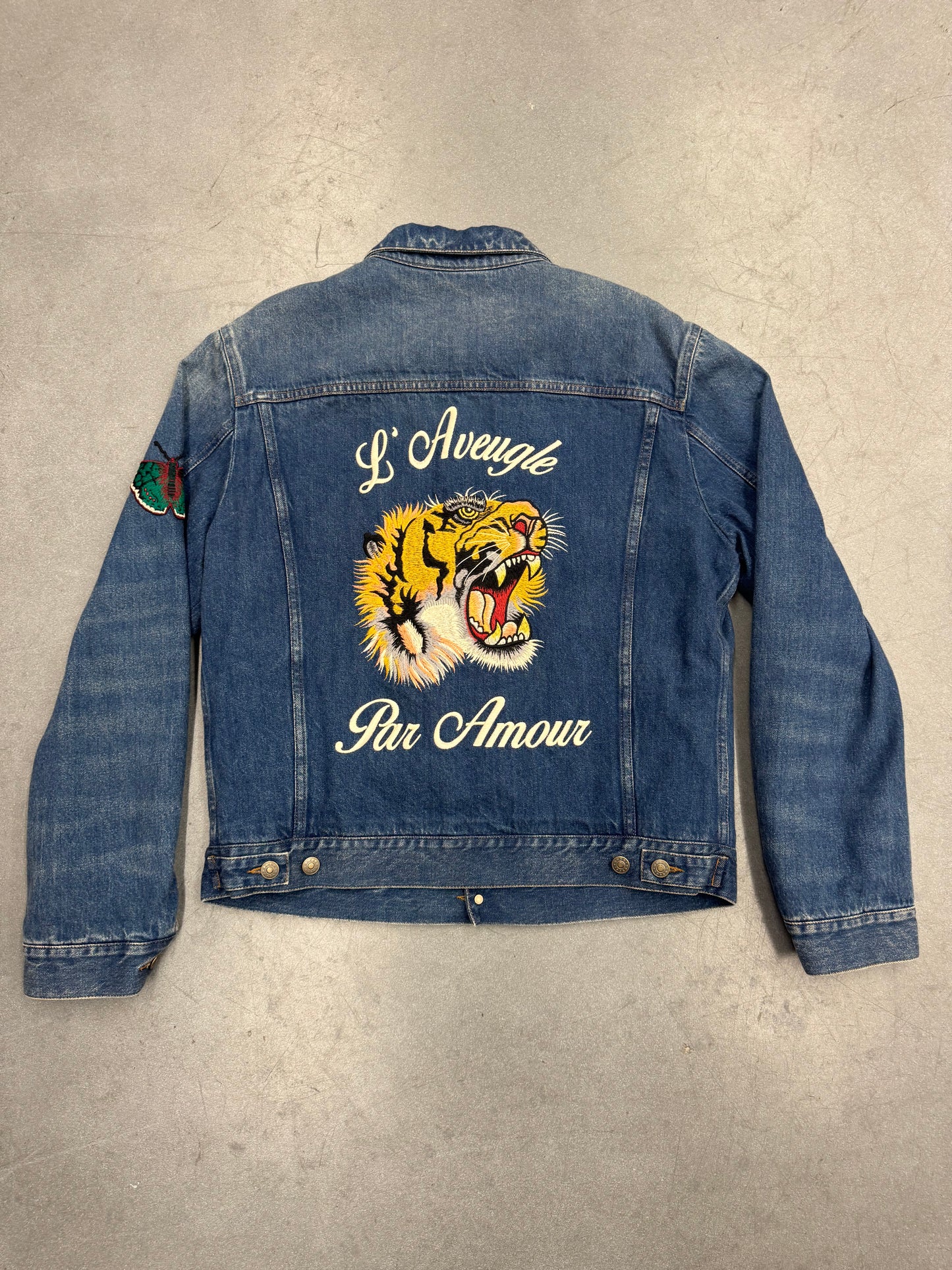 GUCCI TIGER L'AVEUGLE PAR AMOUR DENIM JACKET