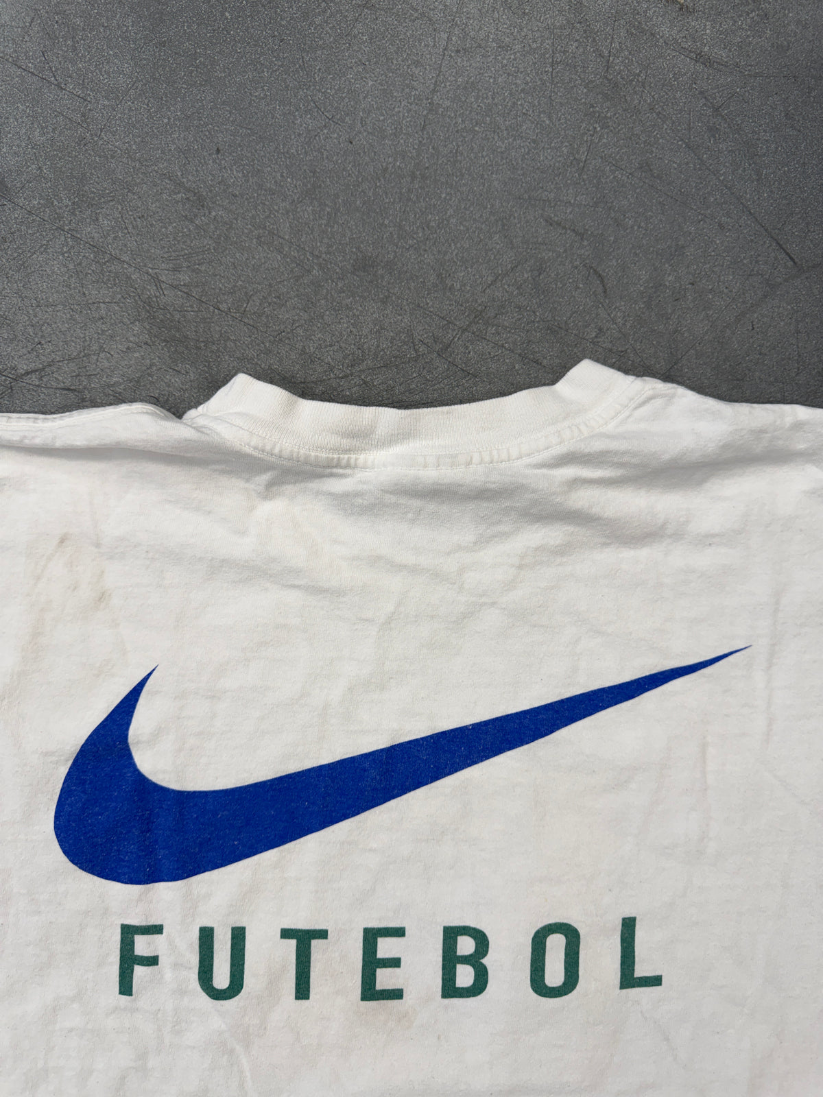 90S NIKE BRAZIL JUST DO IT CUT OFF SOCCER TEE (WHITE/RED NIKE TAG)