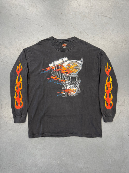 2001 HARLEY-DAVIDSON NASSAU, BAHAMAS LS FLAMES TEE