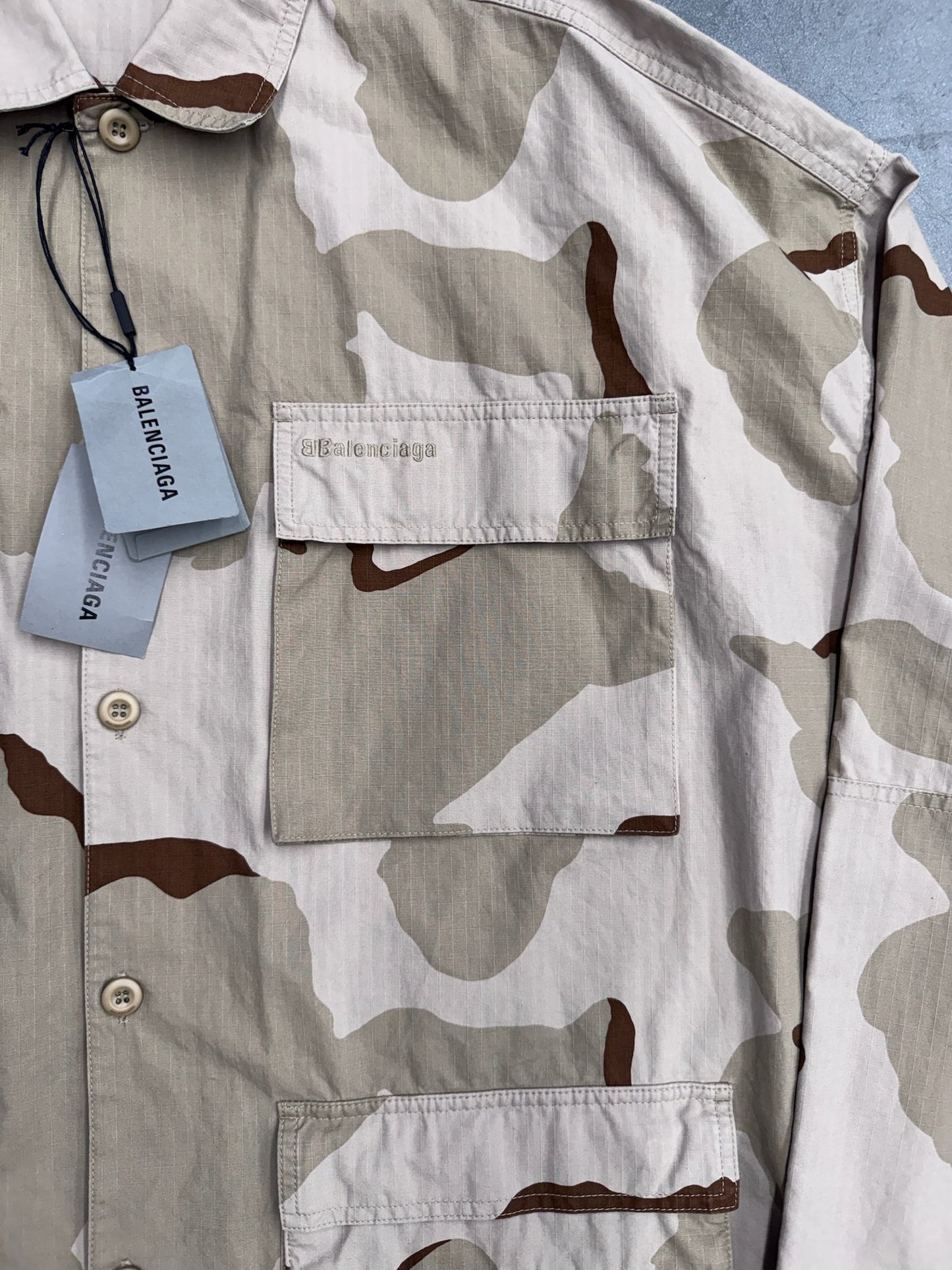 BALENCIAGA RIPSTOP CAMO OVERSIZED CARGO SHIRT (NWT)