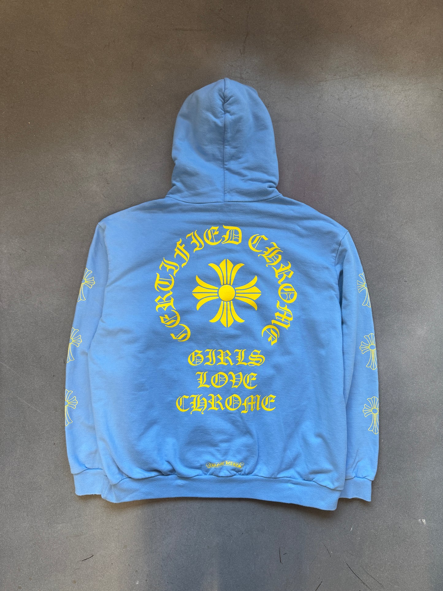 CHROME HEARTS DRAKE CERTIFIED LOVER BOY PULLOVER HOODIE - BLUE