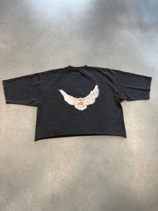 2022 YEEZY GAP ENGINEERED BY BALENCIAGA DOVE 3/4 SLEEVE TEE - WASHED BLACK (M) (CROPPED)