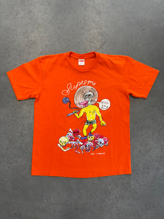 SS20 SUPREME DANIEL JOHNSTON KILL EM ALL TEE ORANGE MEDIUM