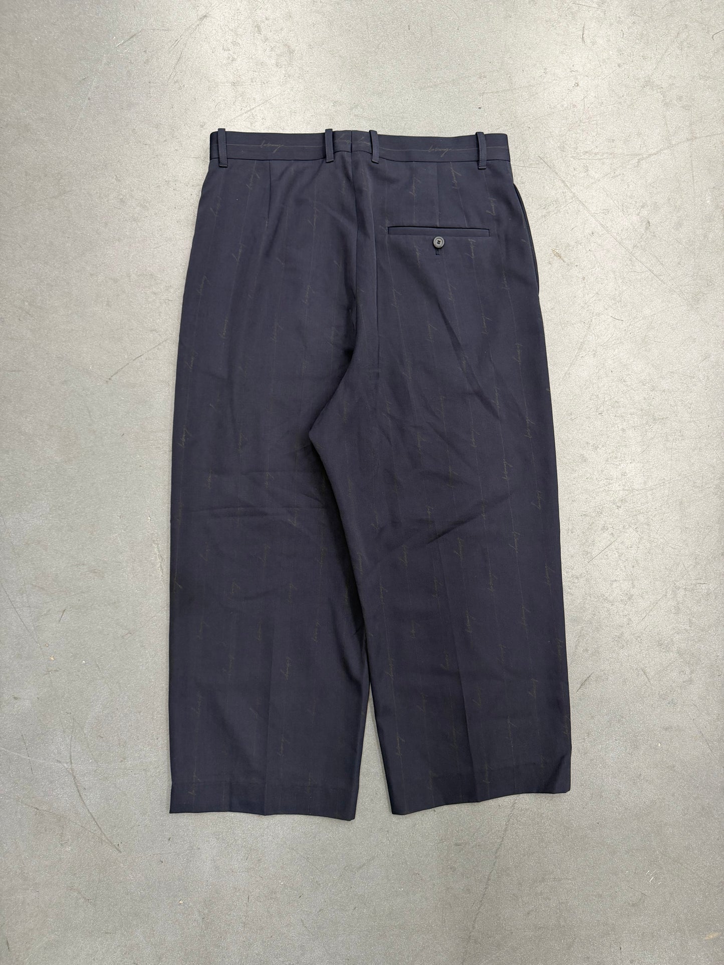 BALENCIAGA SMALL FIT BAGGY LOGO STRIPE TAILORED TROUSERS - NAVY