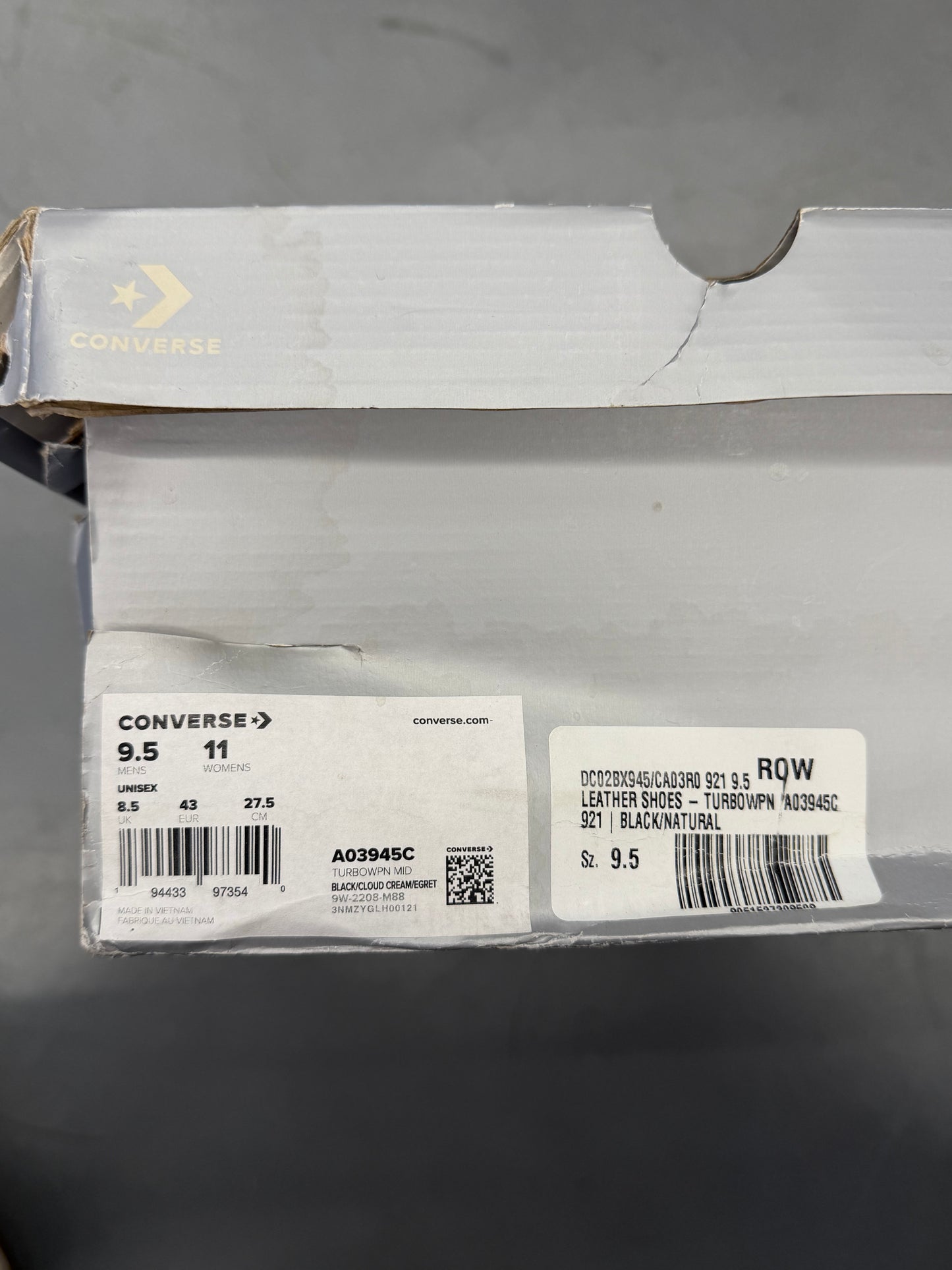 SIZE 9.5 CONVERSE RICK OWENS TURBOPWN - BLACK (PRE-OWNED WITH BOX)
