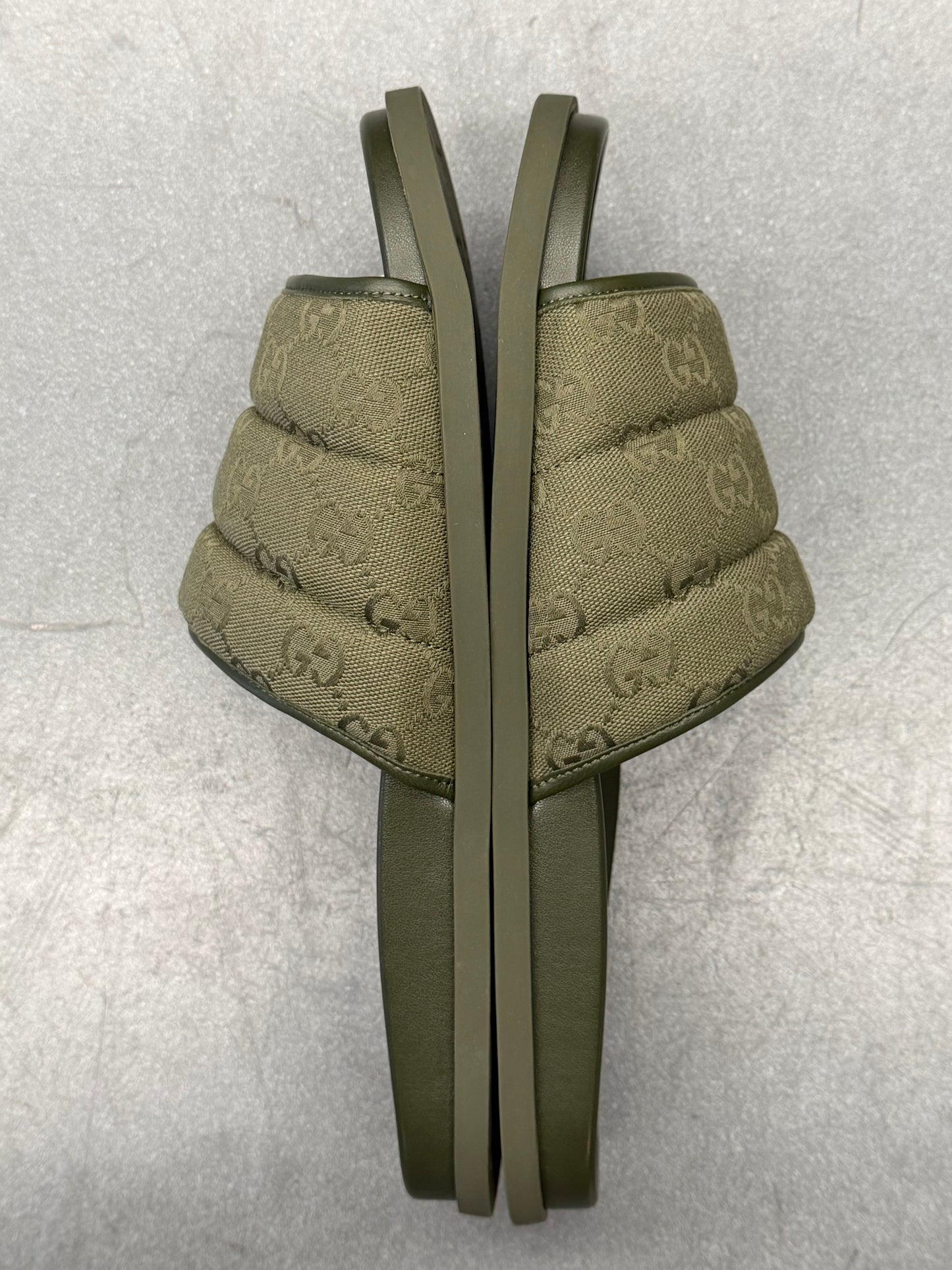 GUCCI MAXI GG CANVAS SLIDE SANDALS