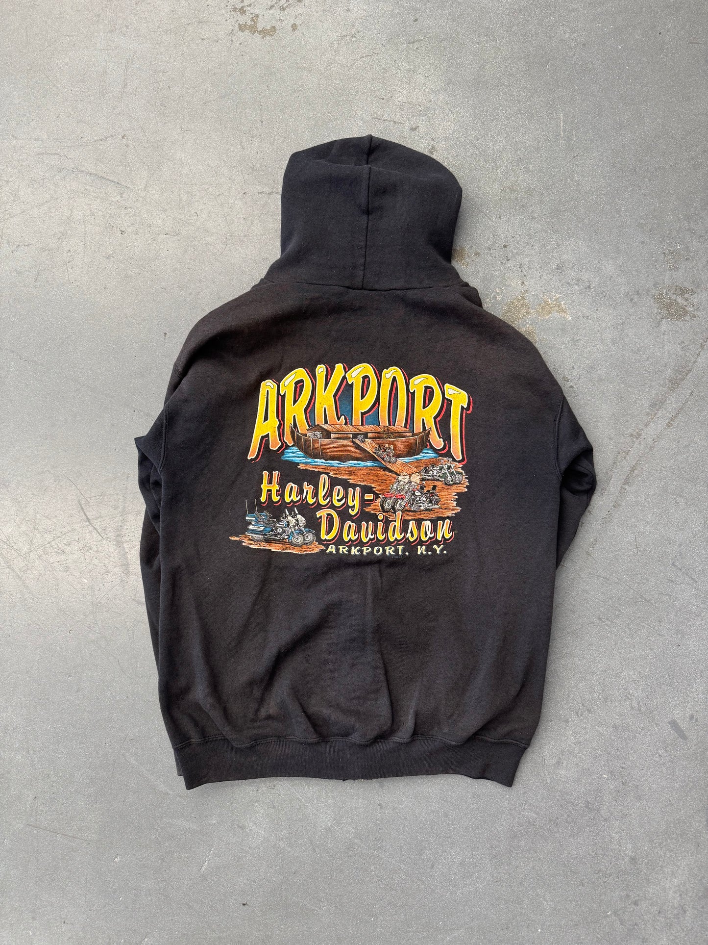 1998 HARLEY-DAVIDSON ARKPORT, N.Y. FLAME SLEEVE ZIP-UP HOODIE