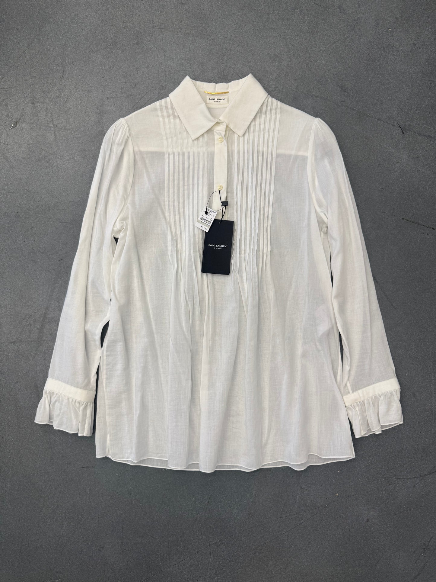 2015 SAINT LAURENT PLEATED BLOUSE