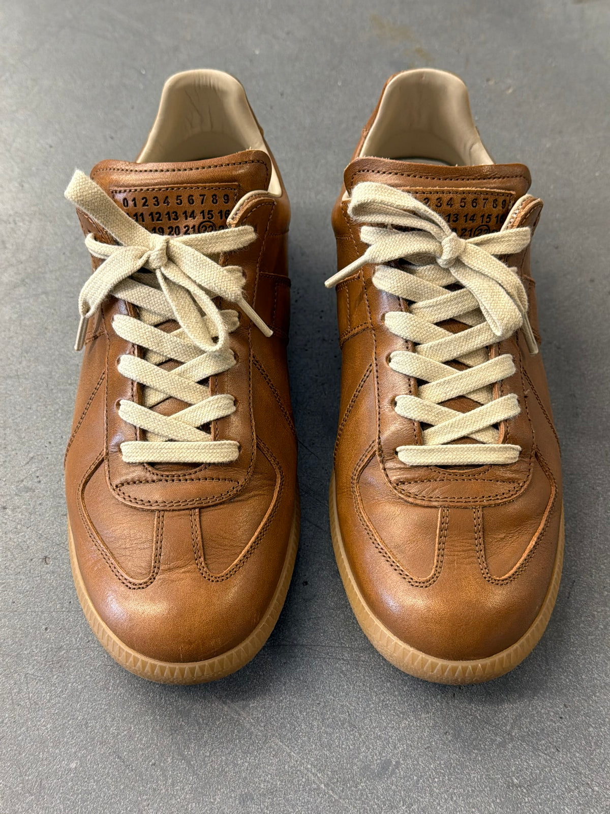 MAISON MARGIELA REPLICA LEATHER SNEAKERS - SAFARI SHADE