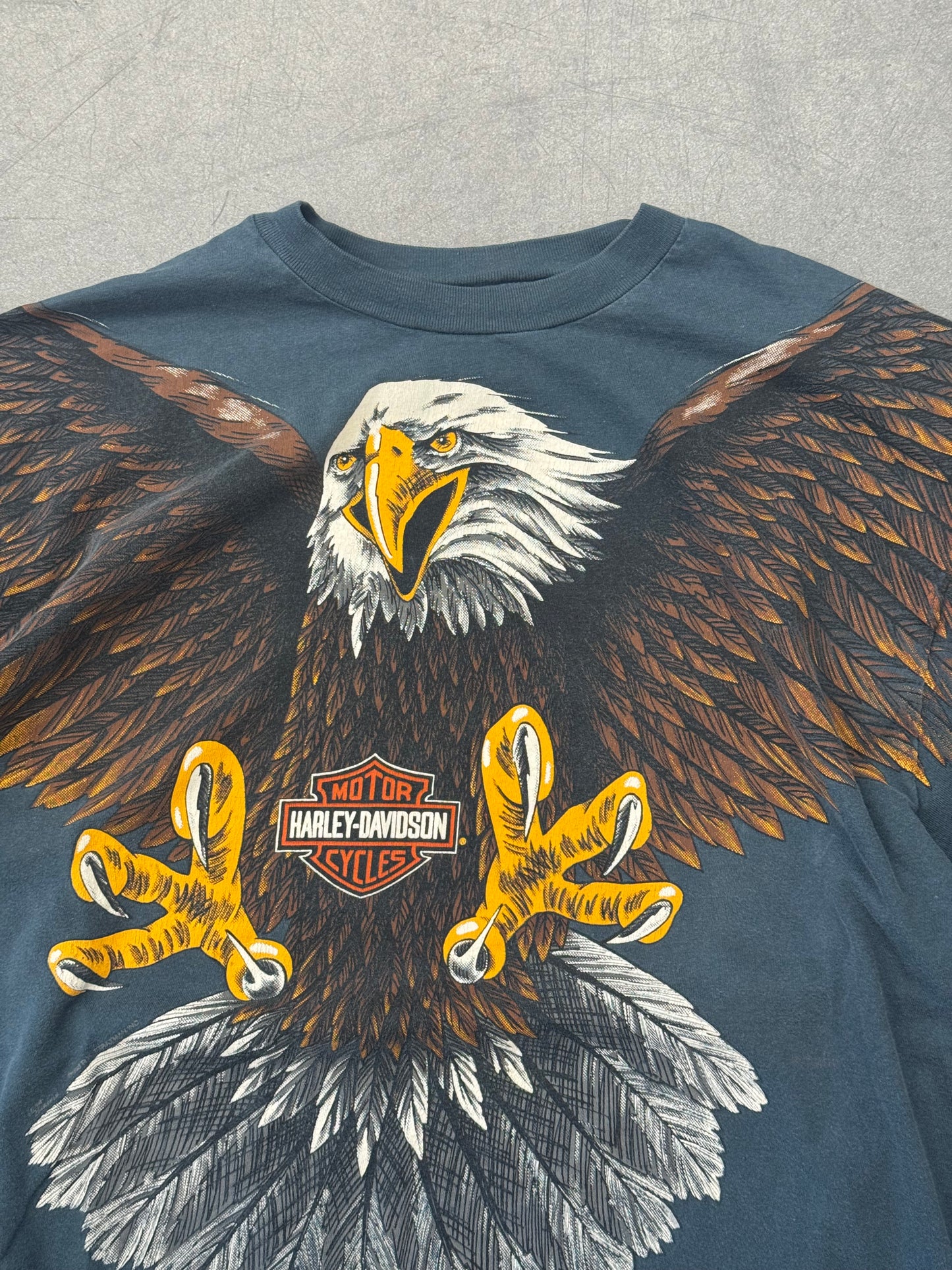 1993 HARLEY-DAVIDSON FLAGSTAFF, ARIZONA ALL OVER PRINT EAGLE TEE (HANES BEEFY HARLEY TAG)
