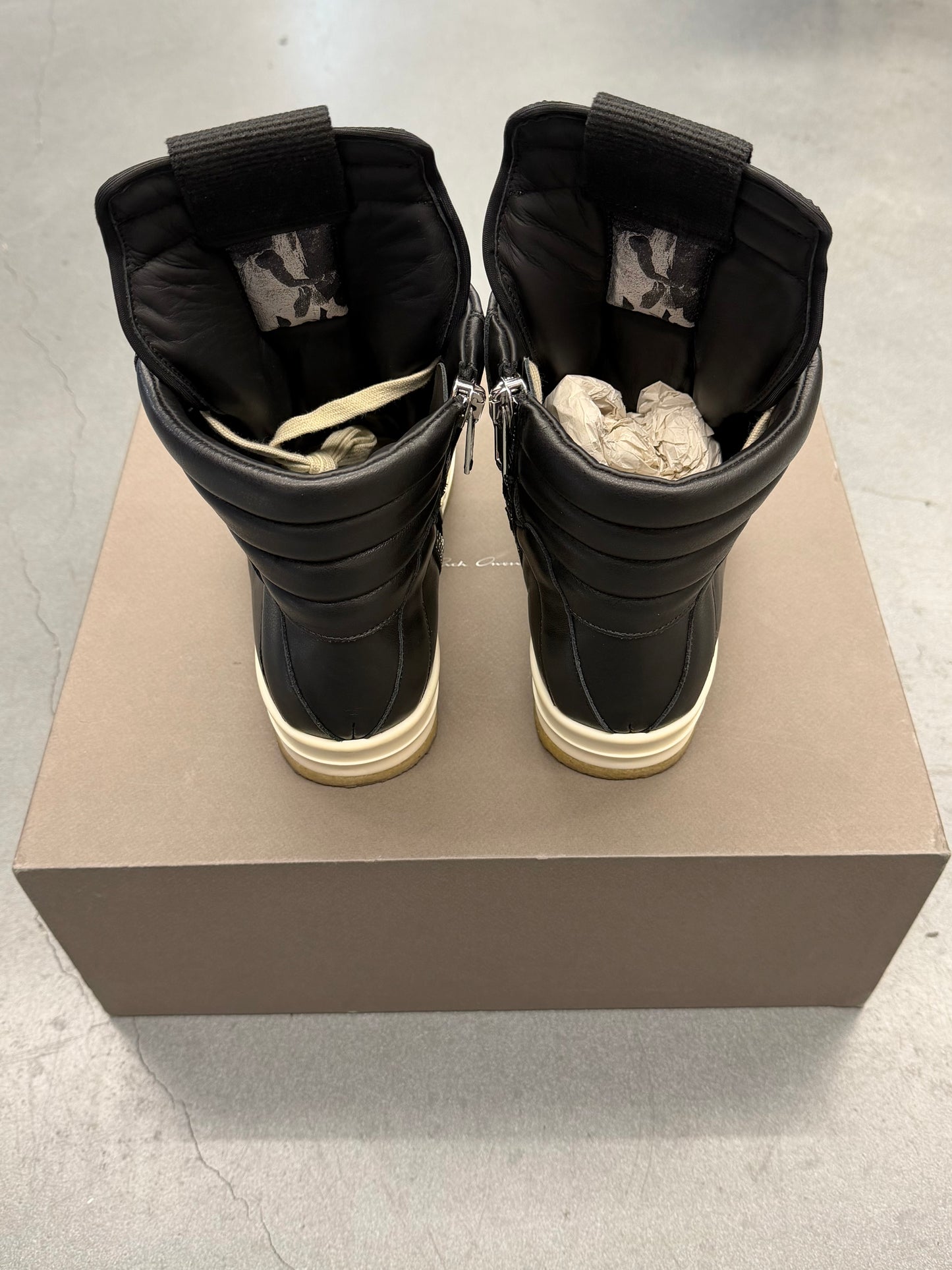 SIZE 40 RICK OWENS CREEP GEOBASKET SNEAKER - BLACK (W/BOX)
