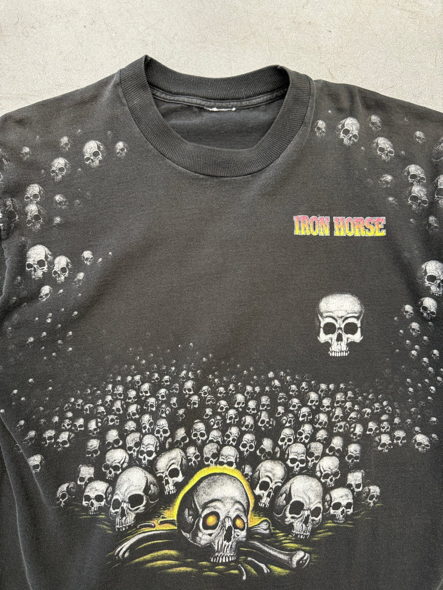 1995 IRON HORSE SKULLS AND EAGLE AOP TEE (PULLED TAG)
