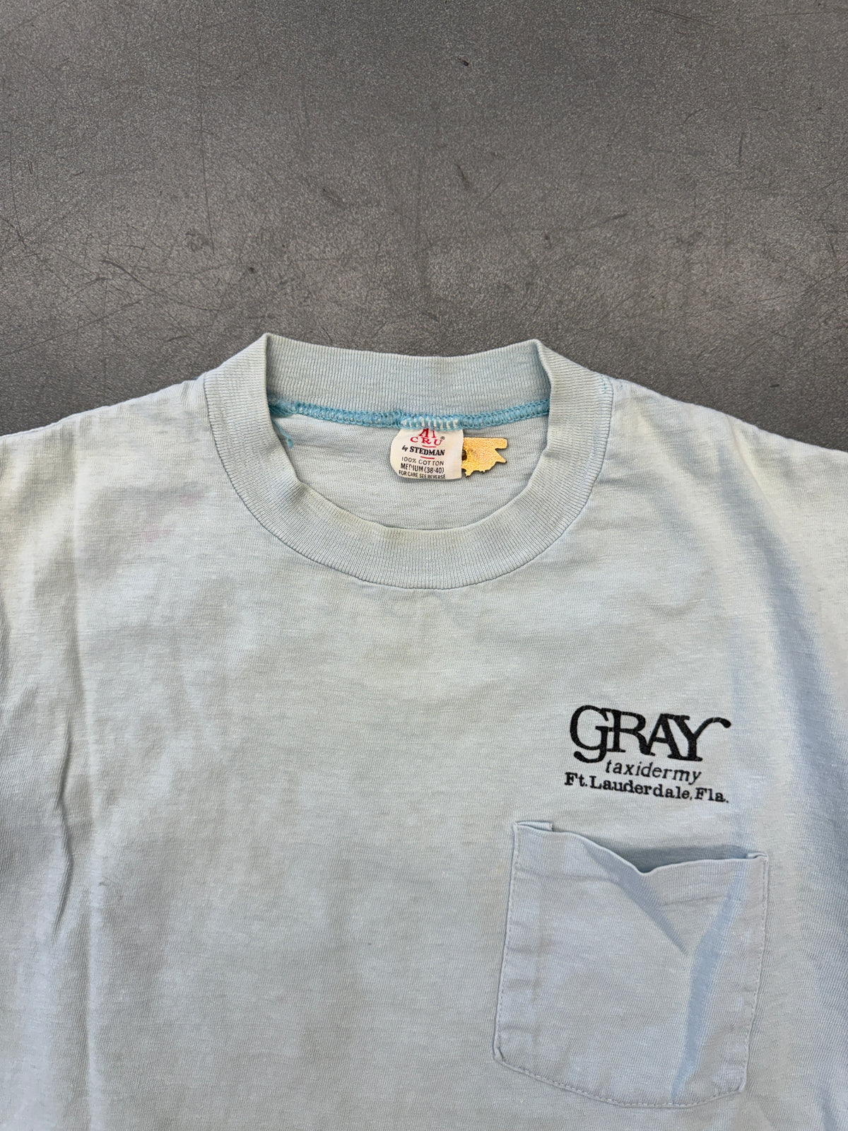 80S GRAY TAXIDERMY FT.LAUDERDALE "MOUNT YOUR CATCH" POCKET TEE ( HIGH CRU TAG)