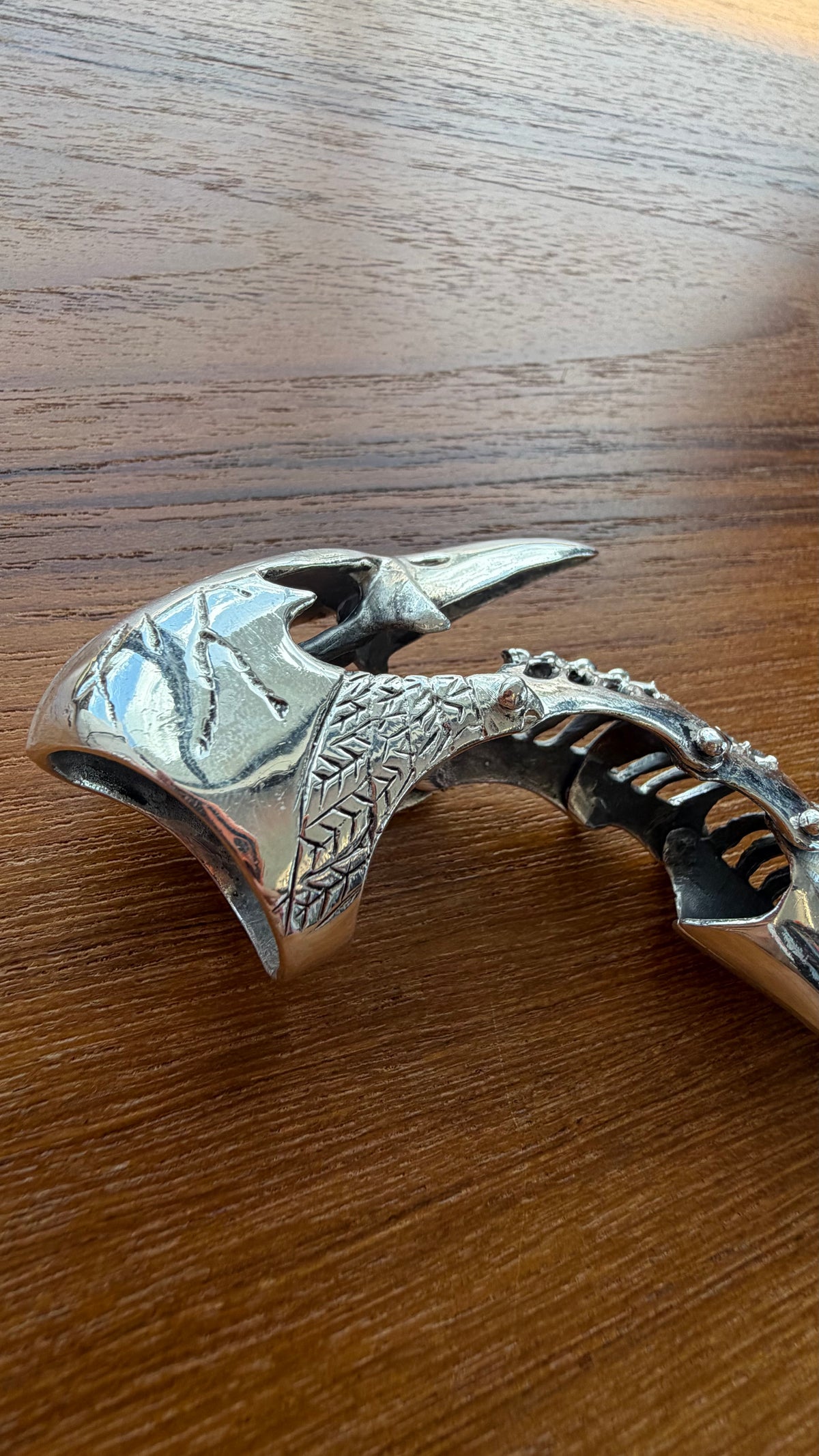 RAVEN CROW SKELETON FULL FINGER SILVER RING