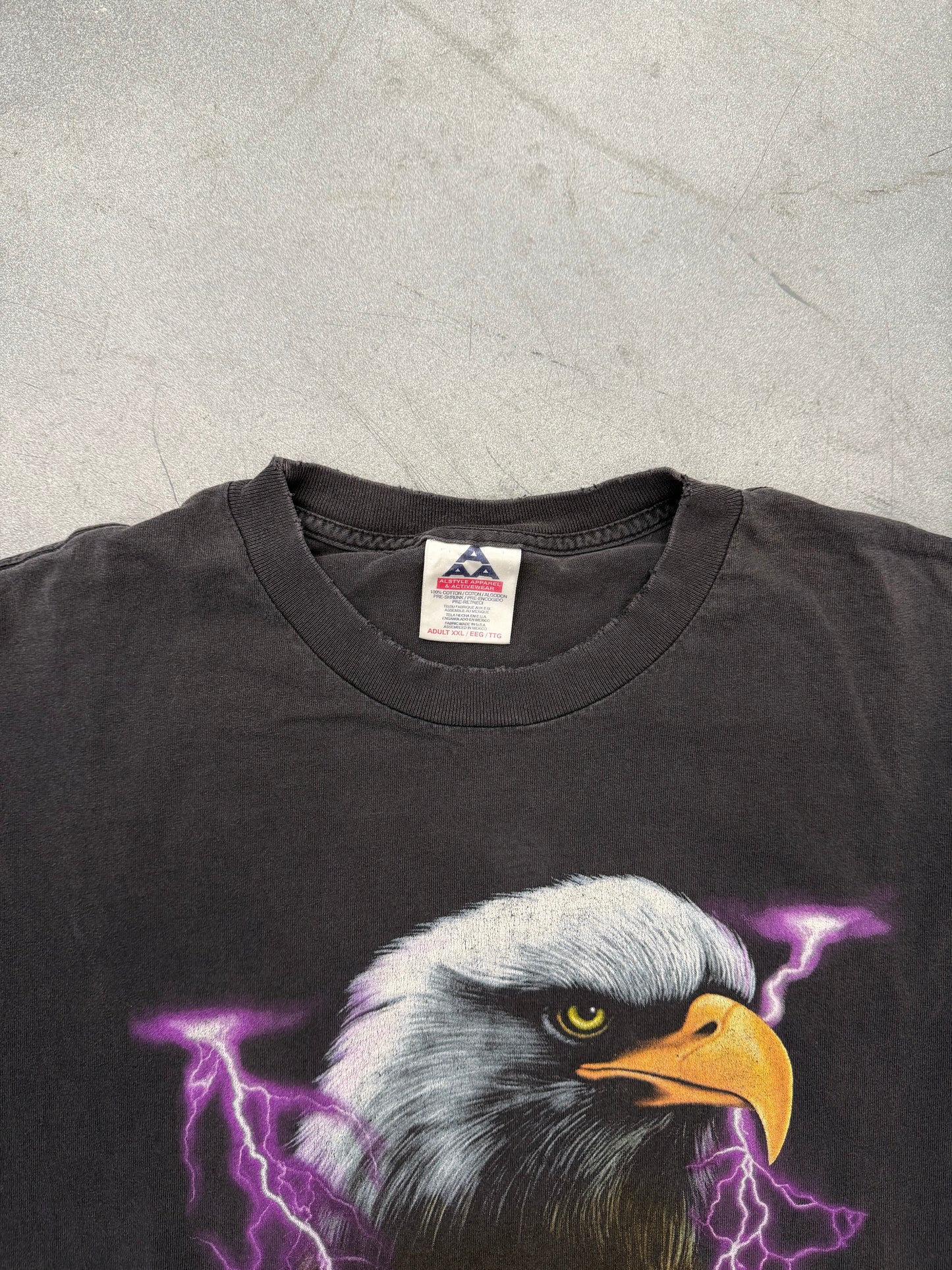 2002 BIKE WEEK DAYTONA BEACH, FL EAGLE IN LIGHTNING LS TEE (AAA TAG)