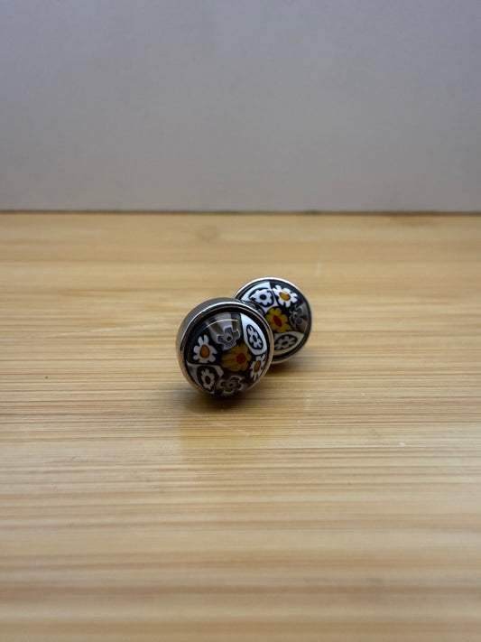 ALAN K. MILLEFIORI MURANO GLASS STUD EARRINGS - BLACK